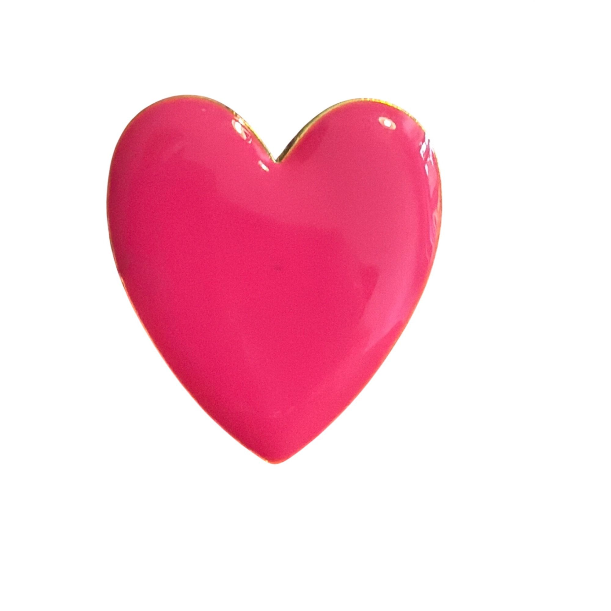 Other Heart Shaped Pink Enamel Gold Tone Stud Earrings Love 1.25" Size ONE SIZE - 2 Thumbnail