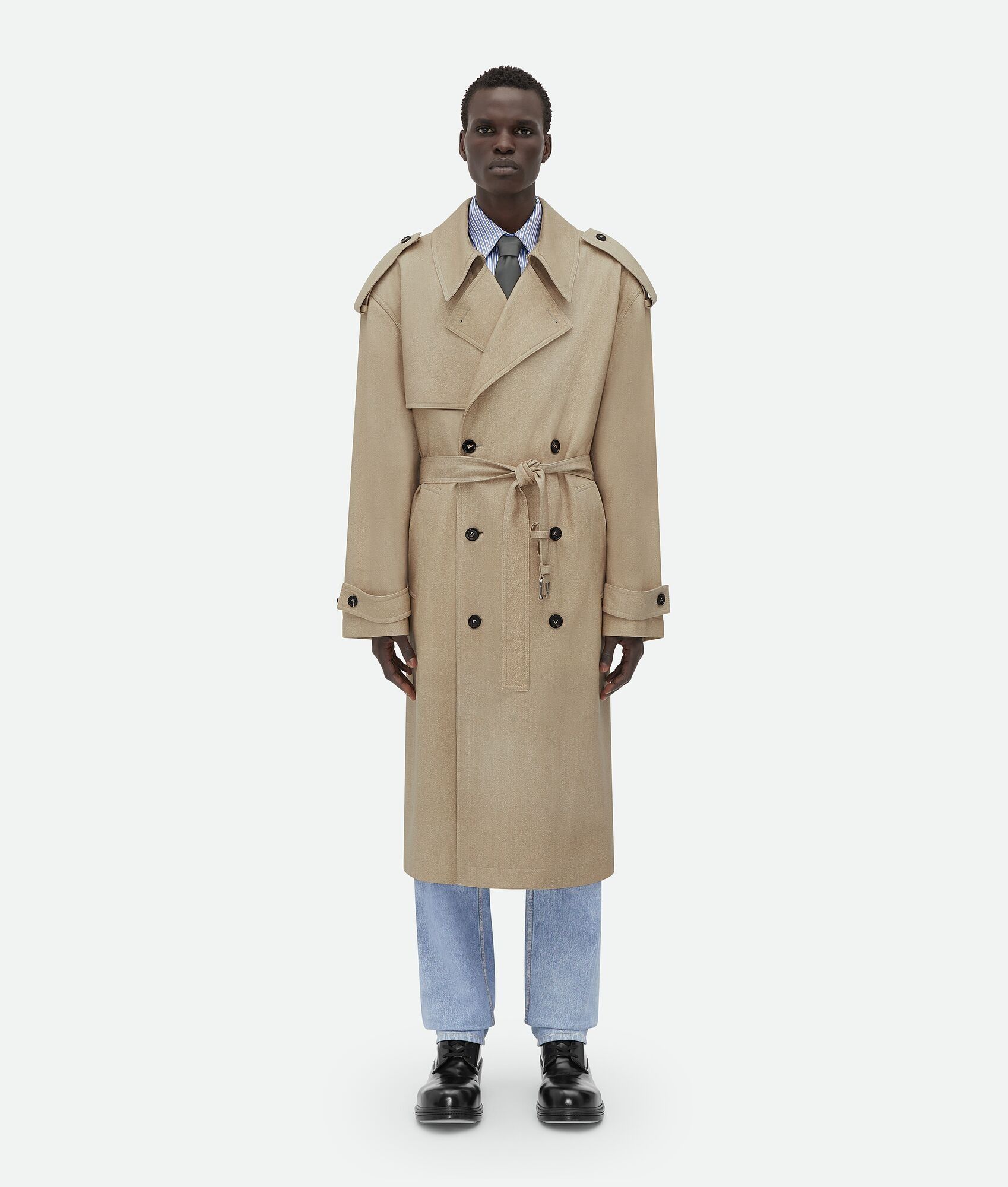 Bottega Veneta o1bcso1str0225 Printed Leather Mouline Twill Trench Coat Size US M / EU 48-50 / 2 - 3 Thumbnail