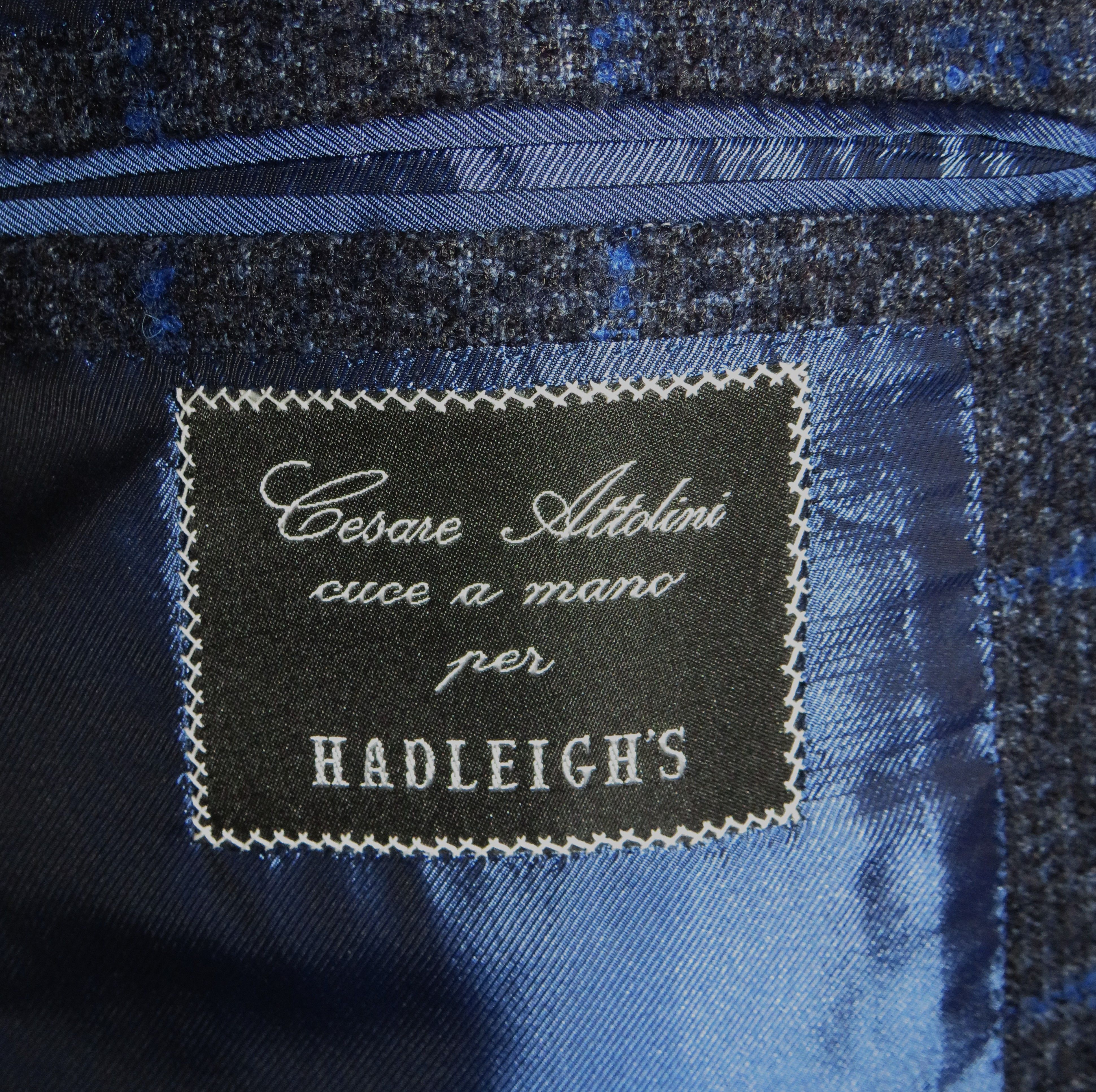 Cesare Attolini Handmade Alpaca Blend Gray & Blue Plaid Flannel Blazer 40R Size 40R - 15 Thumbnail
