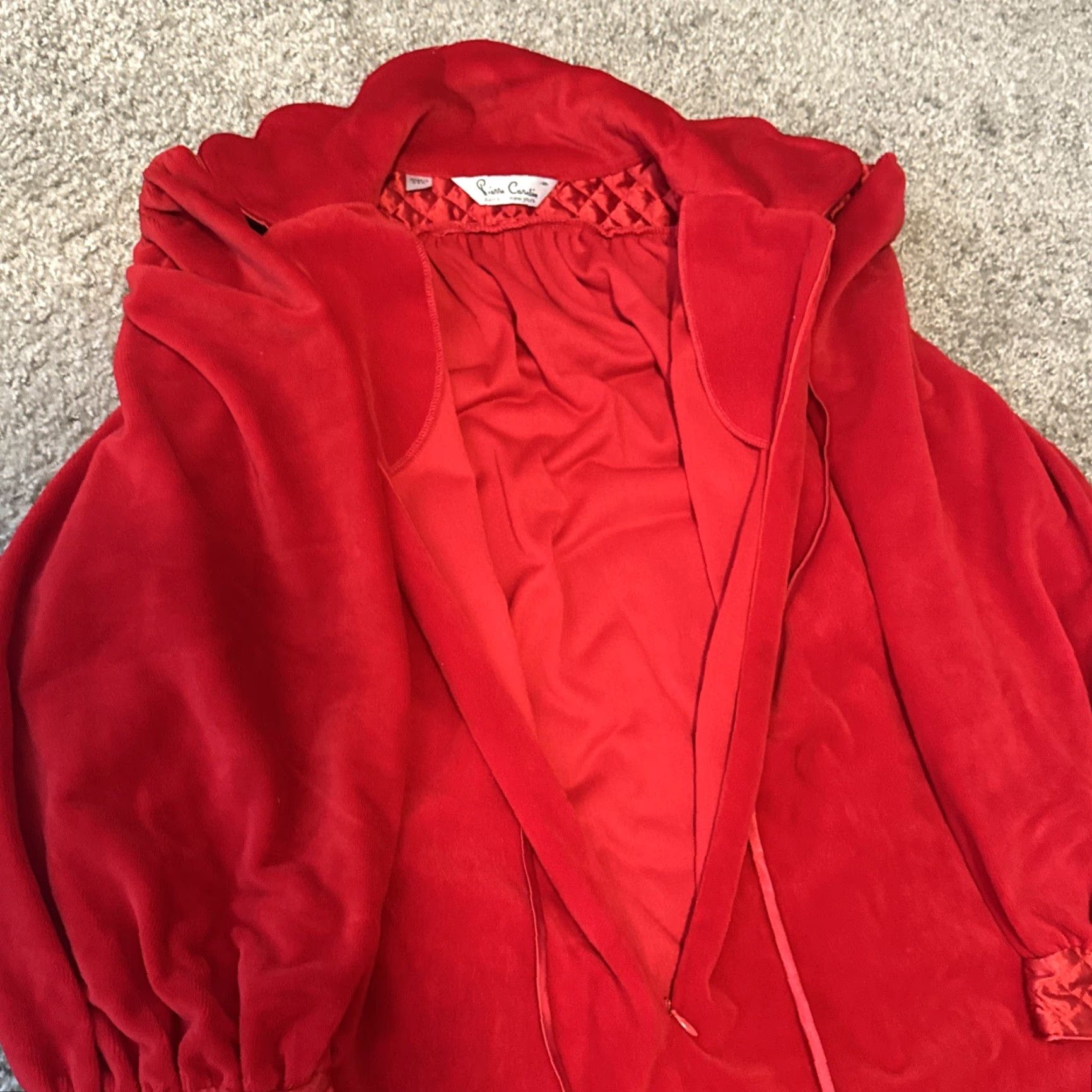 Pierre Cardin VINTAGE Pierre Cardin Nightgown Robe Red Velour Women’s Medium M Eveningwear Size ONE SIZE - 6 Thumbnail