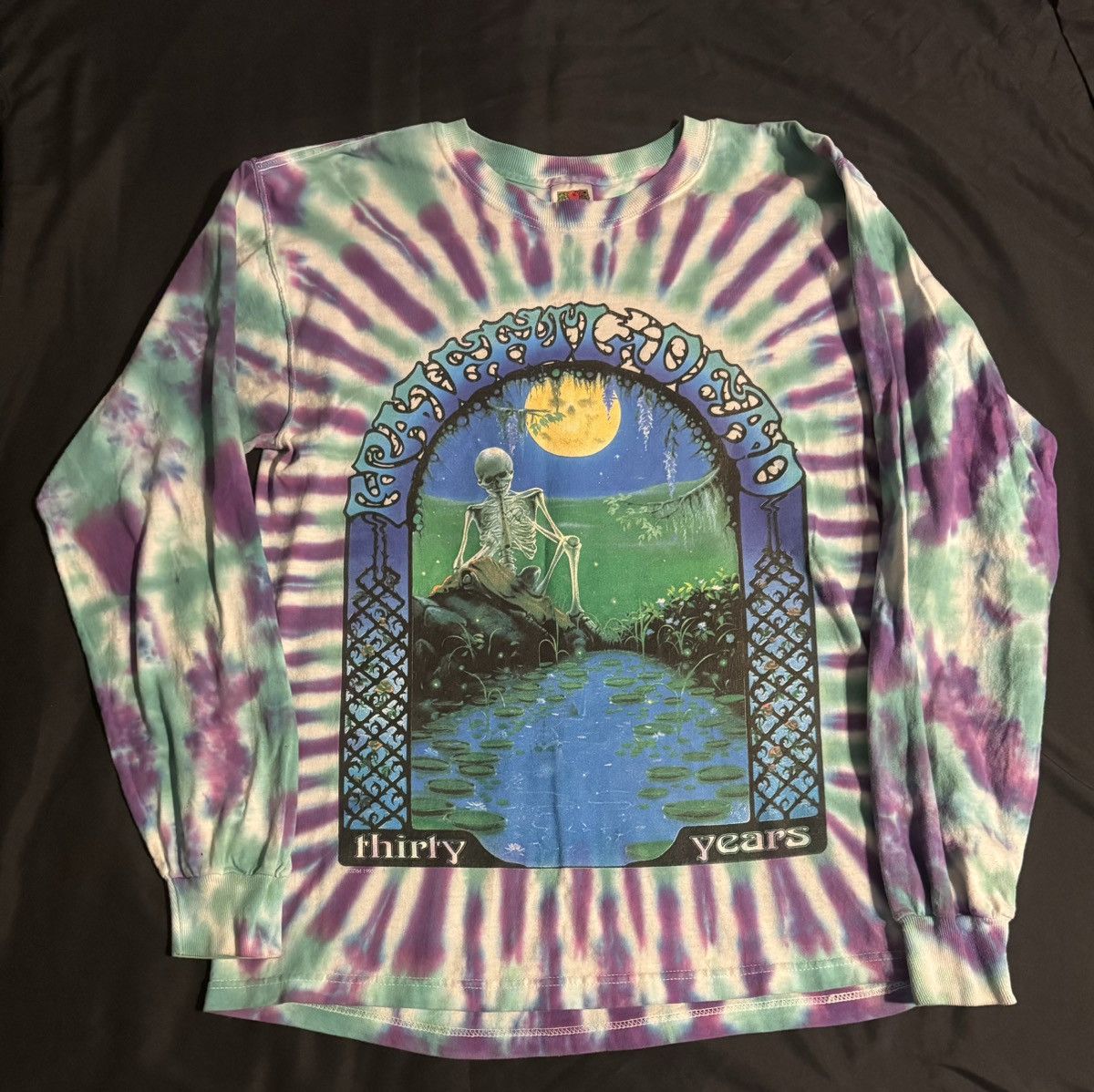 image of 1995 Grateful Dead Band Tie Dye Long Sleeve Shirt Vintage, Men's (Size Large)