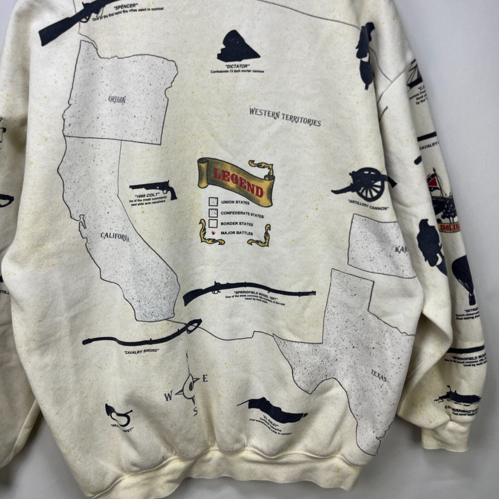 Vintage Vintage 90s Civil War Map USA Sweatshirt XL All over Print Size US XL / EU 56 / 4 - 8 Thumbnail