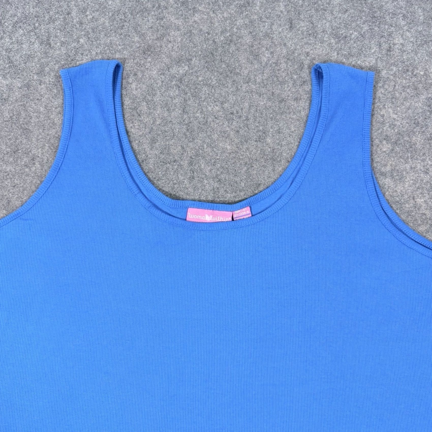 Vintage Woman Within Tank Top Shirt Sleeveless Plus 4X Blue Womens Beach Classic Casual Pullover Ribbed Stretch 31.5" Shirt Length Size XXL / US 16-18 / IT 52-54 - 2 Thumbnail