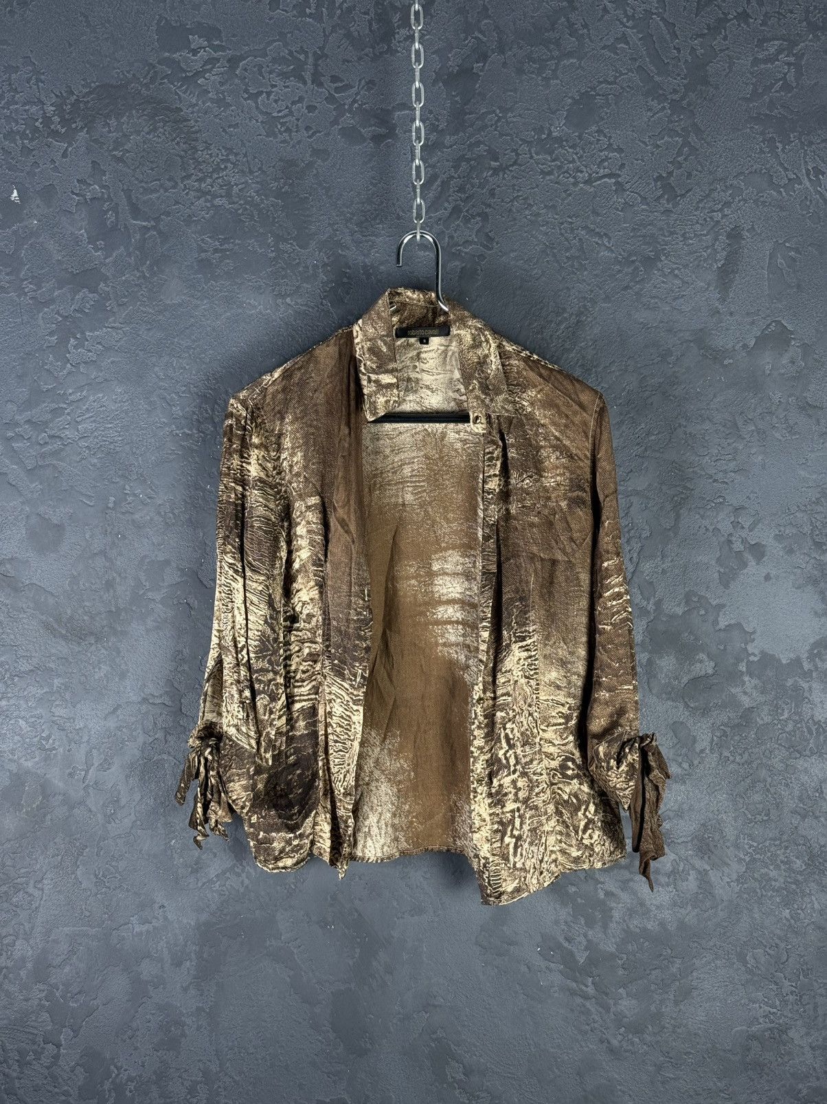 Roberto Cavalli VTG Roberto Cavalli Silk Snakeskin Print Long Sleeve Button Size S / US 4 / IT 40 - 6 Thumbnail