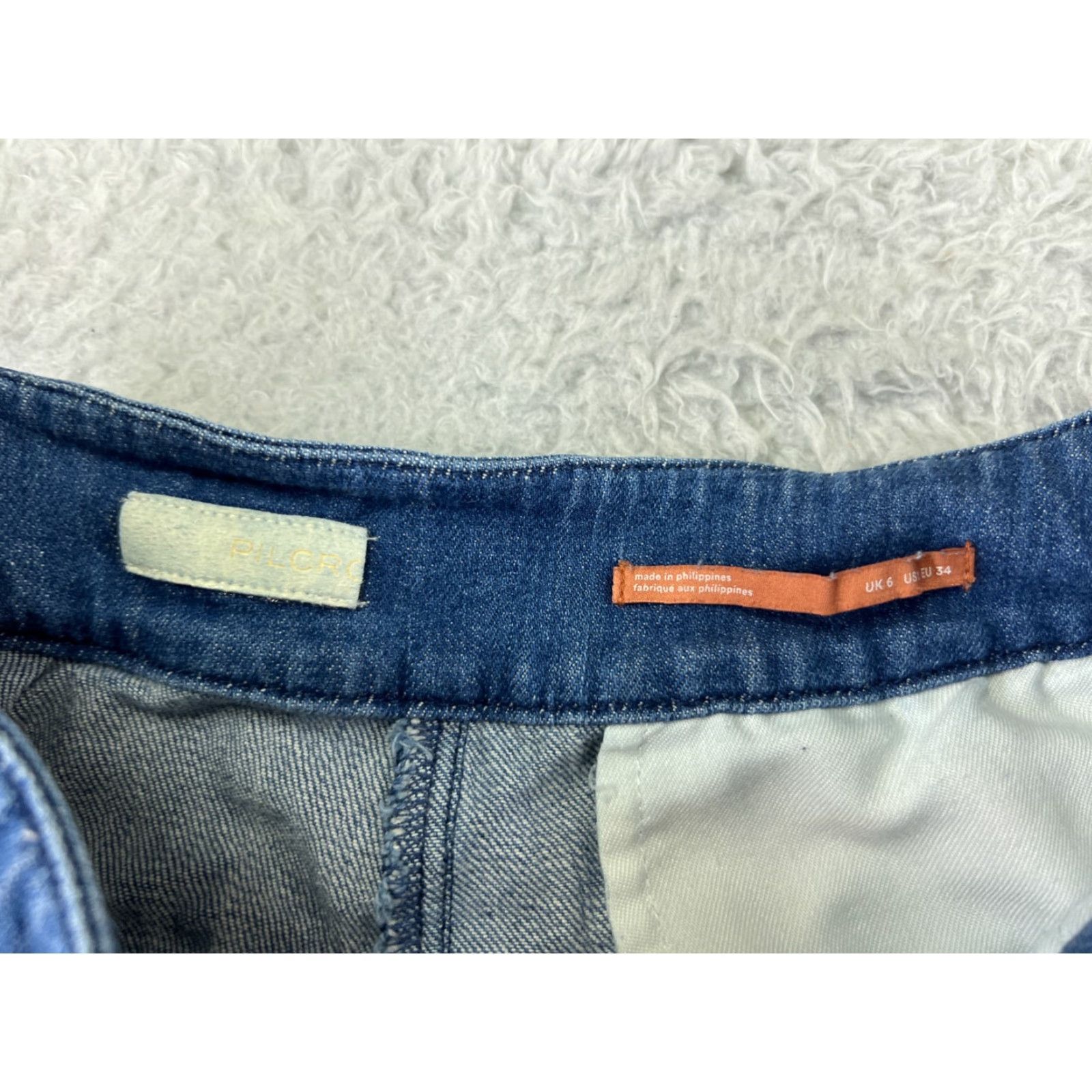 Anthropologie VINTAGE Anthropologie Women's Jeans Pants 22x23 Blue Denim Wide Leg Flare Distressed Cotton Slim Fit Retro Size 26" / US 2 / IT 38 - 5 Thumbnail