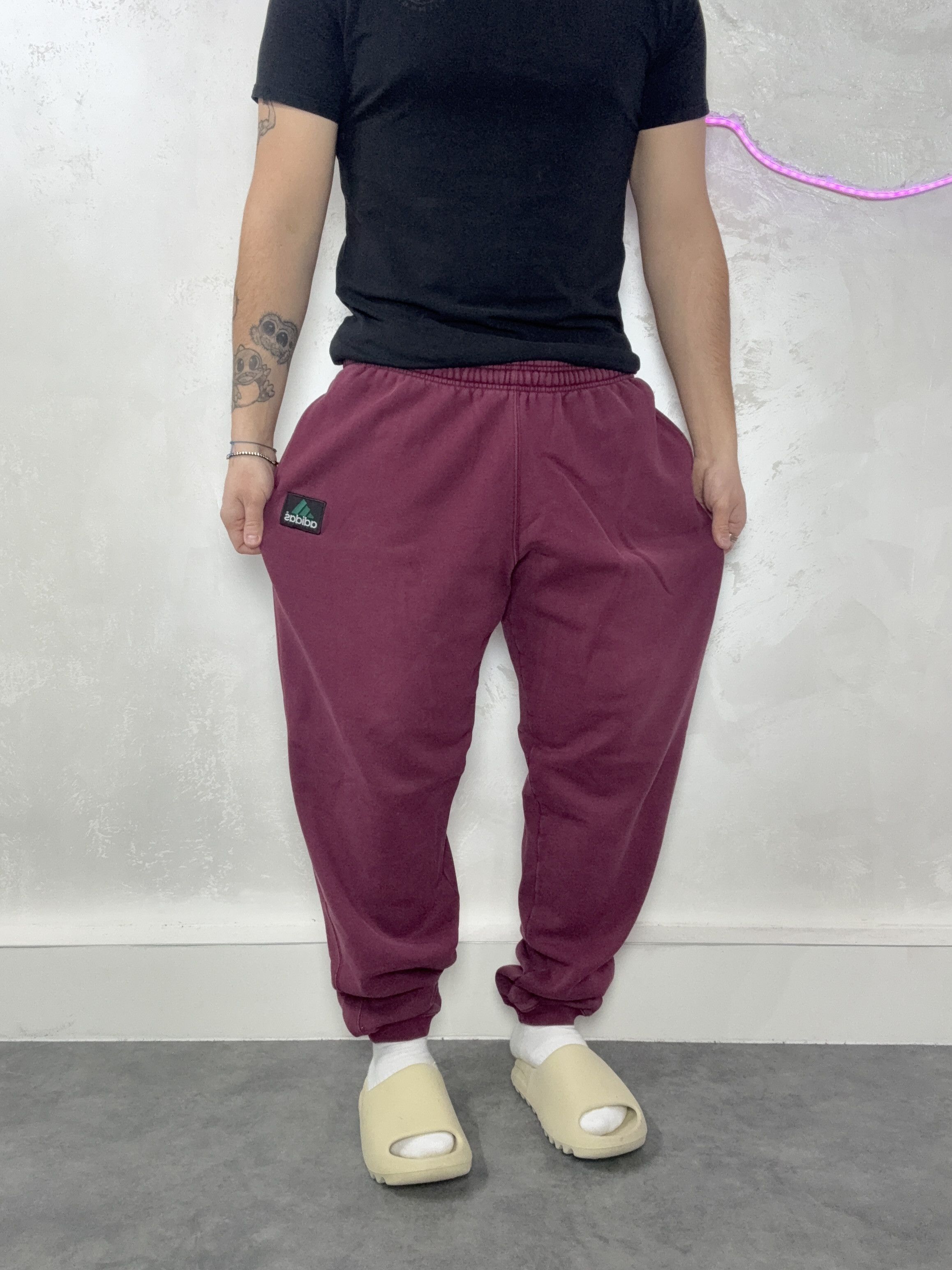 Adidas Burgundy Pants Adidas Equipment Vintage Rare 90 s Baggy Size US 35 - 3 Thumbnail