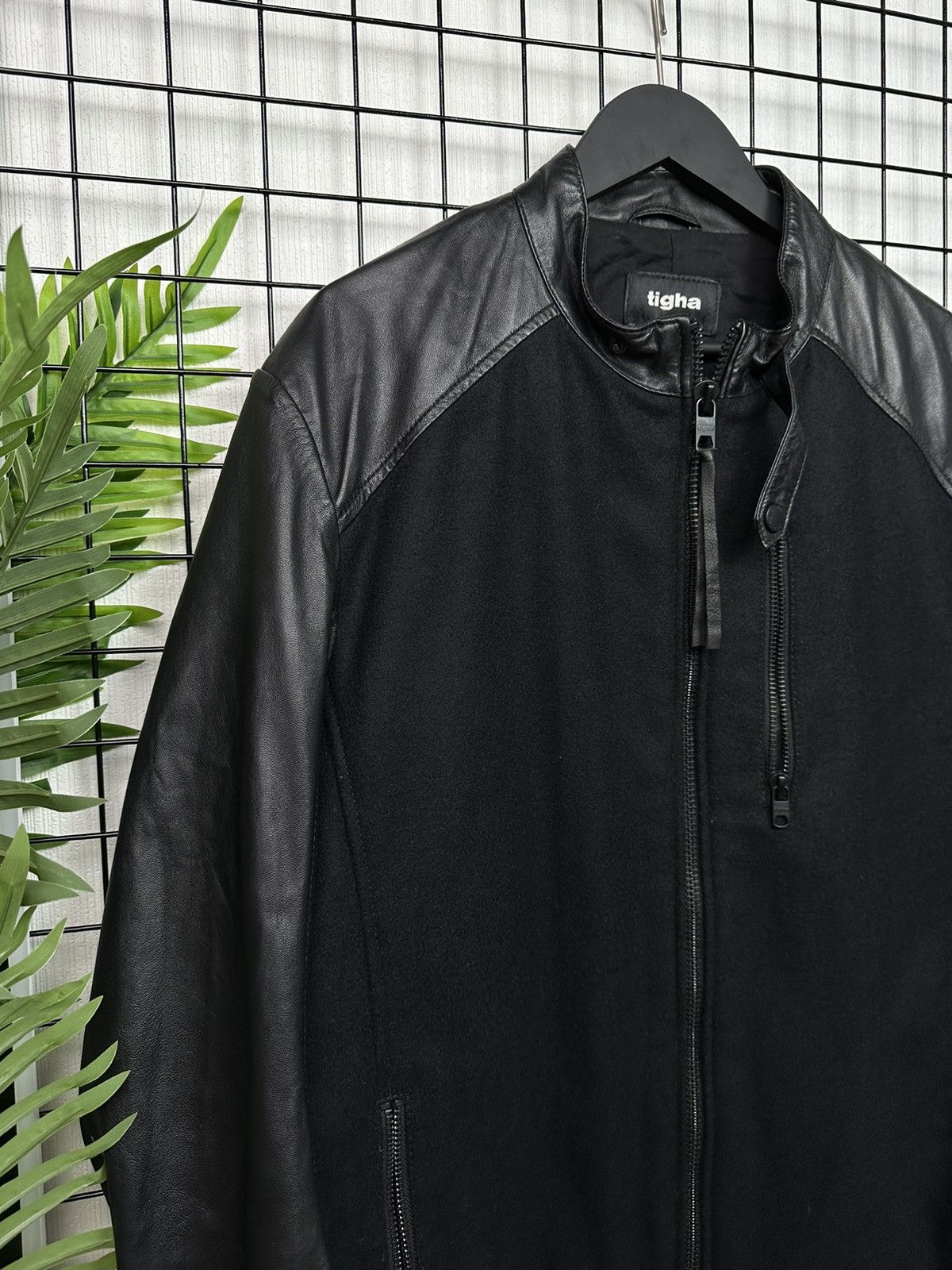 tigha Tigha motorcycle Patchwork Leather Jacket Wool Men XXL Size US XXL / EU 58 / 5 - 5 Thumbnail