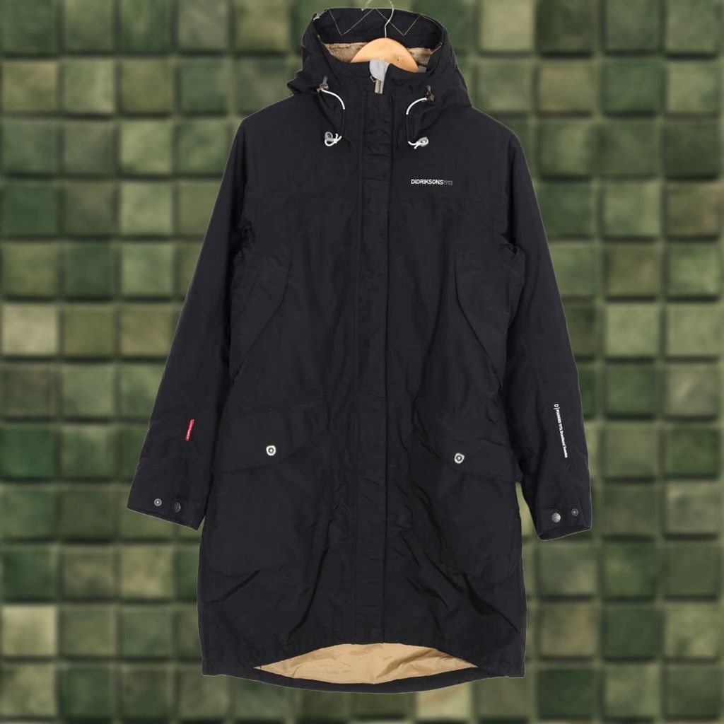 Vintage Didriksons THELMA Coat Jacket Women MJ6449 Hooded Waterproof Breathable Size 40 Black Parka Jacket Womens Size S / US 4 / IT 40 - 1 Thumbnail