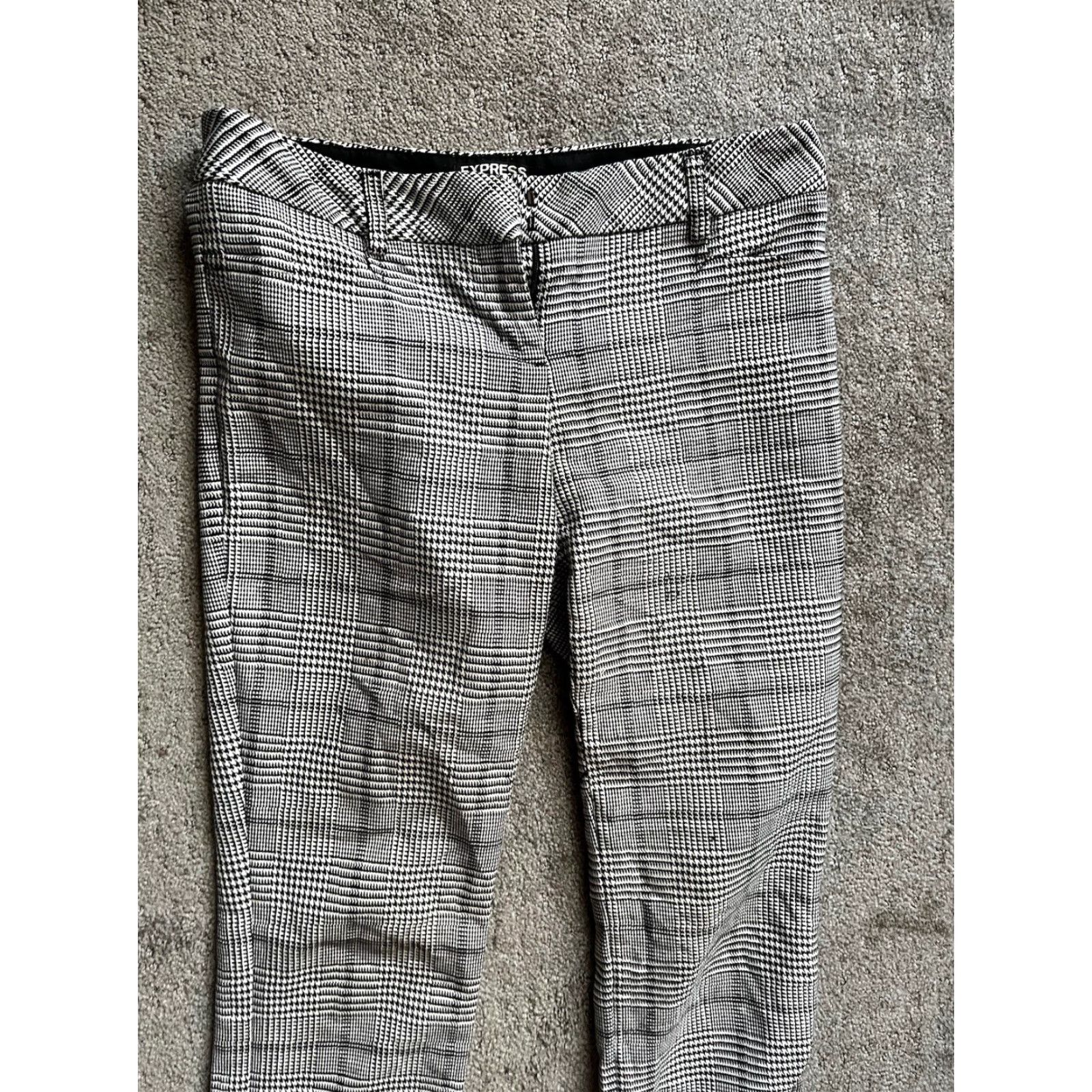 Express Express Columnist Pants Womens 00R Black White Ankle Flat Front Distressed Flaw Size 24" / US 00 / IT 34 - 2 Thumbnail