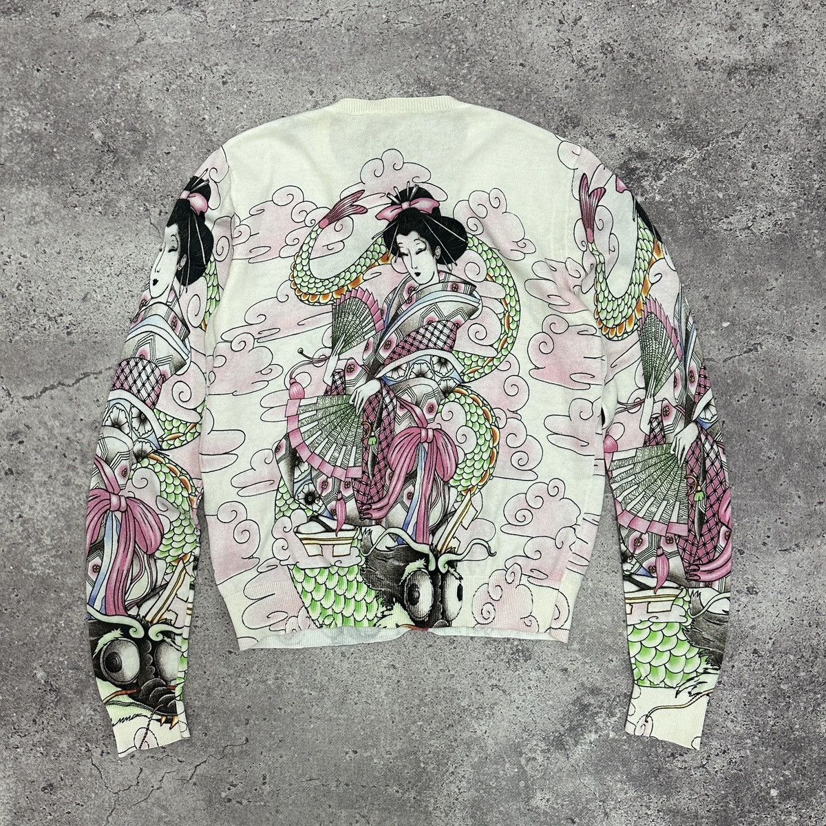 Japanese Brand Vintage 00s Love Moschino Japanese Geisha AOP cardigan y2k Size S / US 4 / IT 40 - 2 Thumbnail