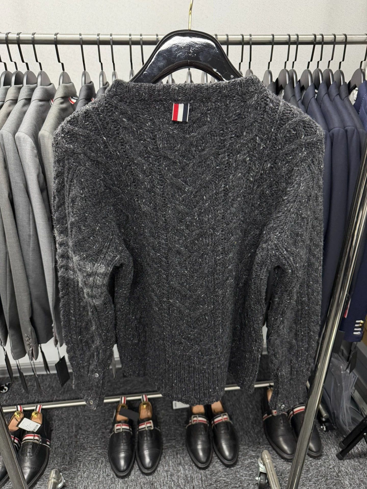 Thom Browne Thom Browne 4-Bar Crewneck Sweater Black Gray Size 1 Size US S / EU 44-46 / 1 - 2 Thumbnail