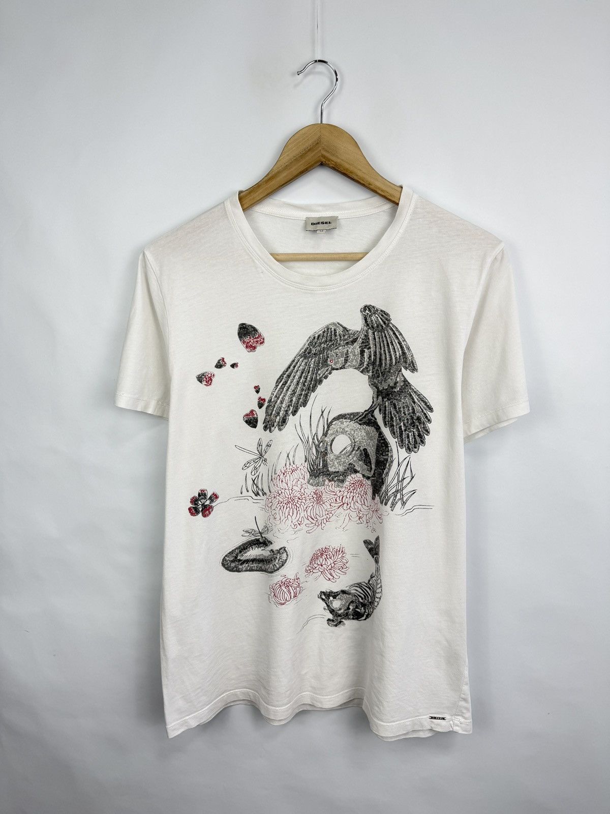 Diesel 🇺🇸💀🐦‍⬛ Y2K Diesel Skull Crow T-Shirt Retro Rare Size US M / EU 48-50 / 2 - 2 Thumbnail