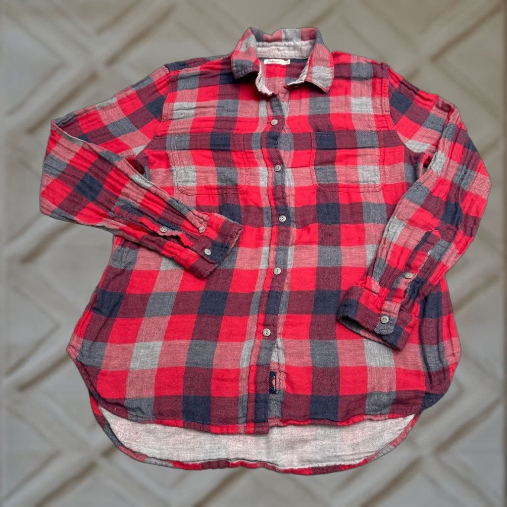 Faherty Faherty Flannel Shirt Womens Medium Red Plaid Cotton Long Sleeve Casual Top Size M / US 6-8 / IT 42-44 - 1 Thumbnail