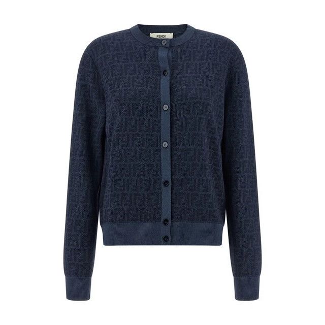 FENDI $1900 Blue FF Wool Cardigan New & Authentic (Women's s