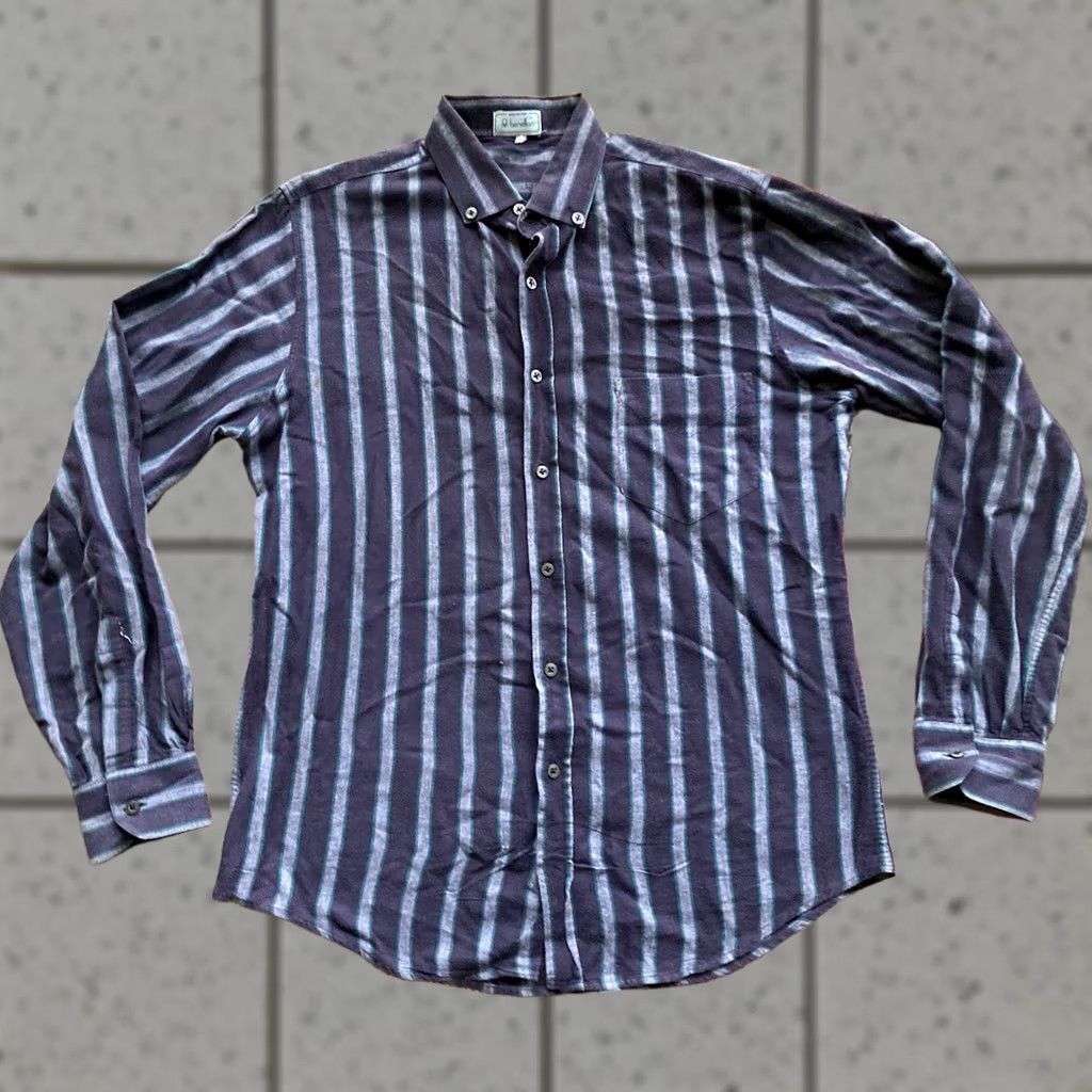 Benetton VINTAGE Benetton Shirt Mens Medium Striped Button Up Long Sleeve Italy Size US M / EU 48-50 / 2 - 1 Thumbnail