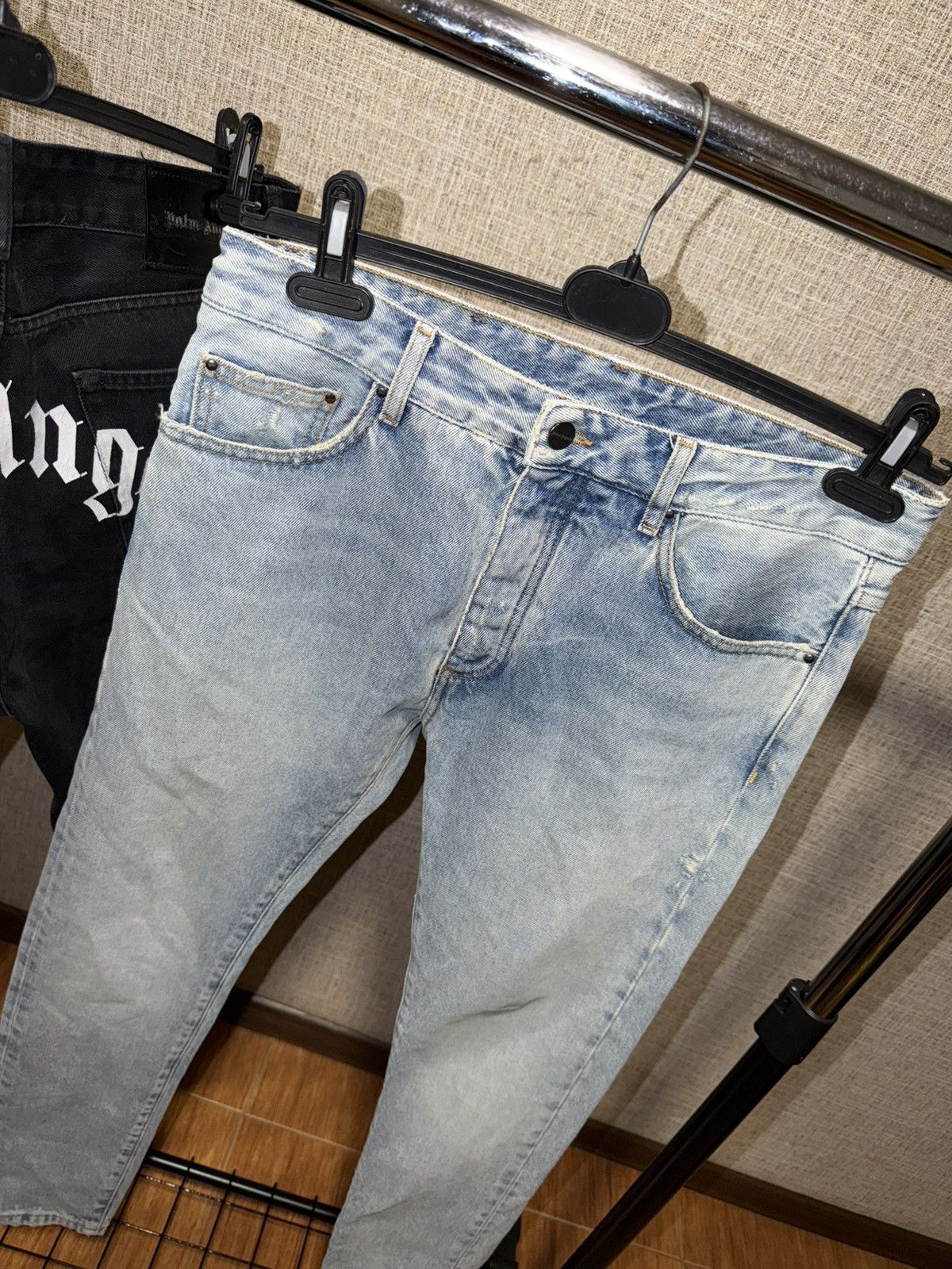 Palm Angels PALM ANGELS LOGO BLUE DISTRESSED JEANS Size US 30 / EU 46 - 4 Thumbnail