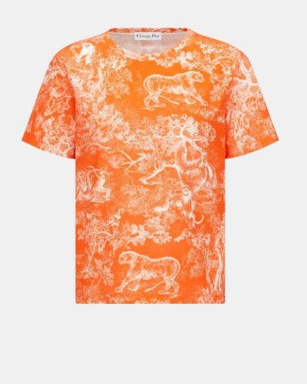 Dior o1w1db10924 Cotton And Linen Jersey T-Shirt in Orange Size M / US 6-8 / IT 42-44 - 1 Thumbnail