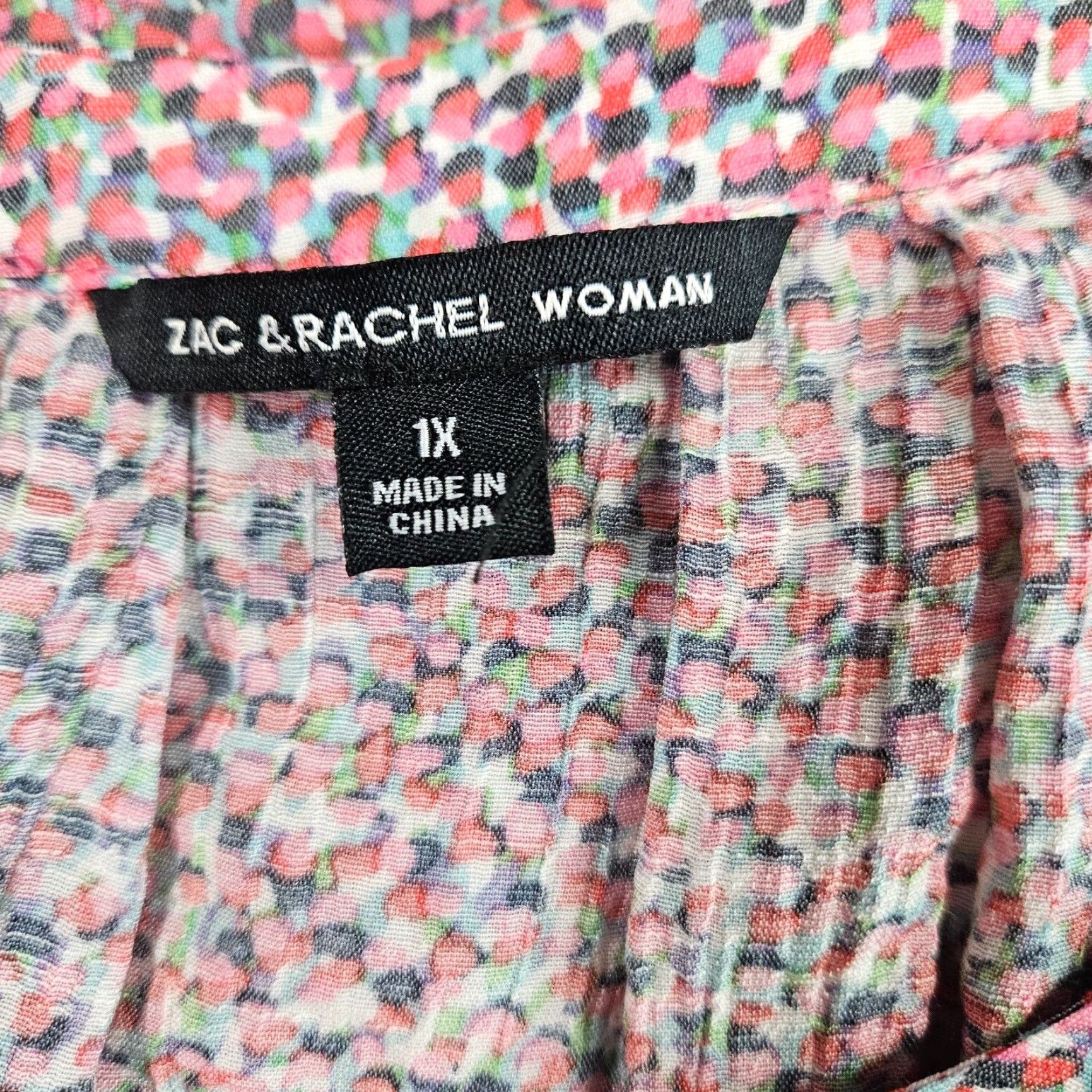 Vintage VINTAGE Zac & Rachel Womens Top 1X Pink Green Short Sleeve Rayon Blend Tie Neck Shirt Womens Size XL / US 12-14 / IT 48-50 - 6 Thumbnail