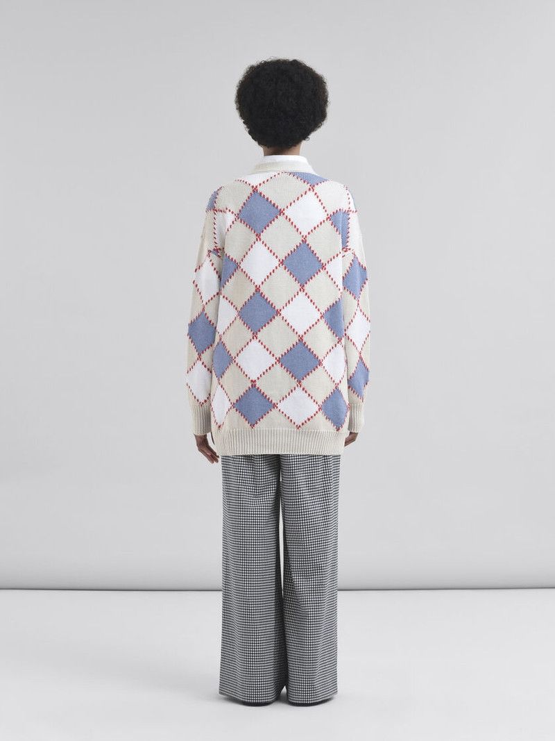 Marni o1f1d3z0326 Wool Argyle Cardigan in Multicolor Size L / US 10 / IT 46 - 3 Thumbnail
