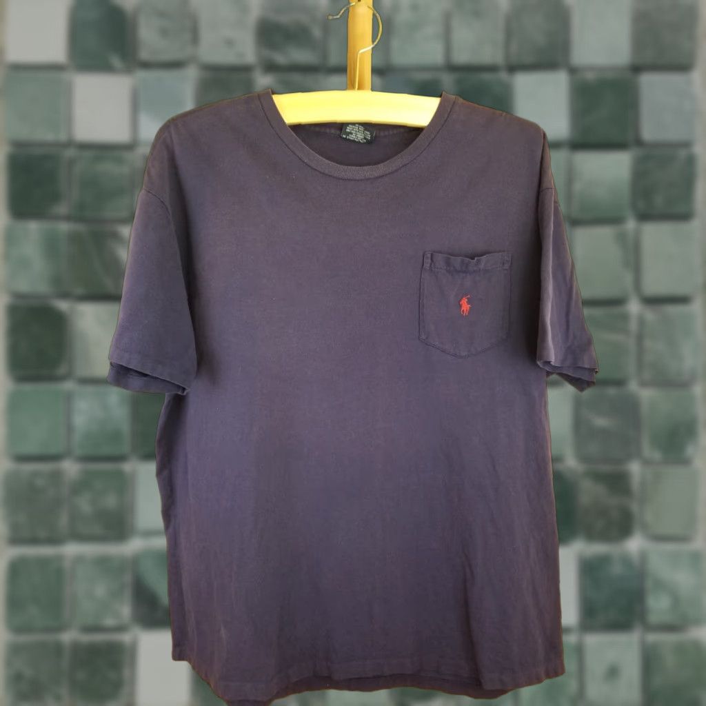 Ralph Lauren VINTAGE 90's RALPH LAUREN POLO T-SHIRT ONE POCKET COTTON BLUE SZ LARGE MEN Shirt Size US L / EU 52-54 / 3 - 1 Thumbnail