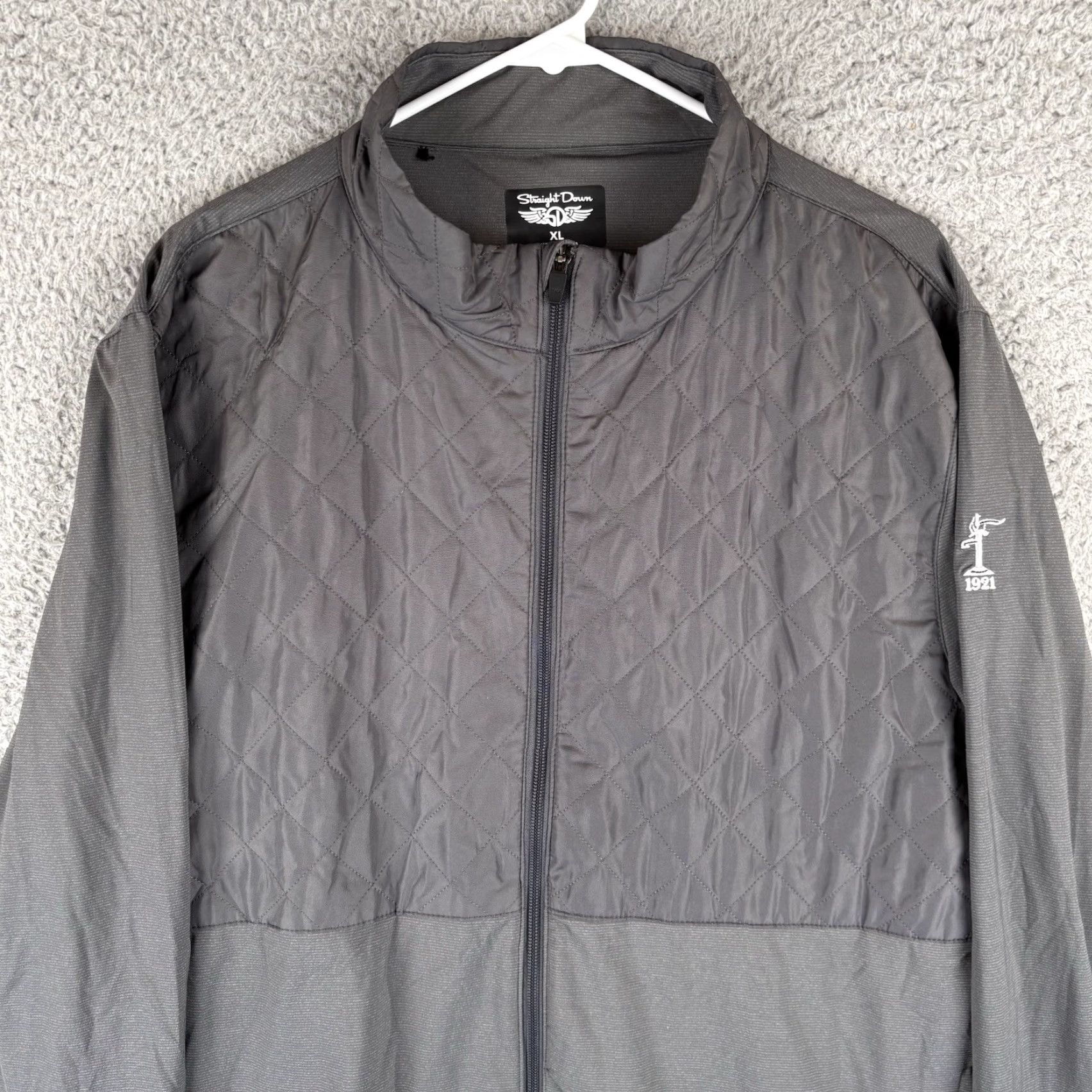 Logo 7 Straight Down Jacket Men XL Gray Full Zip Lightweight Quilted Logo Golf Outdoor Size US XL / EU 56 / 4 - 2 Thumbnail