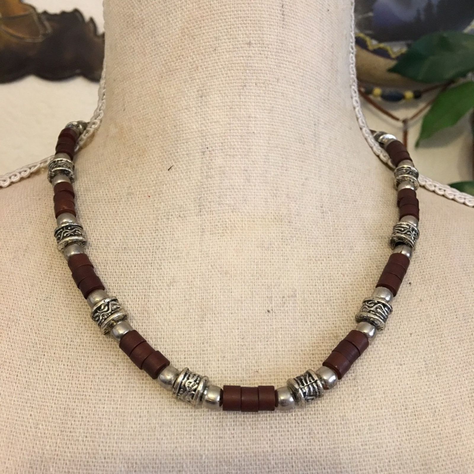 Jewelry Boho brown and silver bead choker necklace Size ONE SIZE - 1 Thumbnail