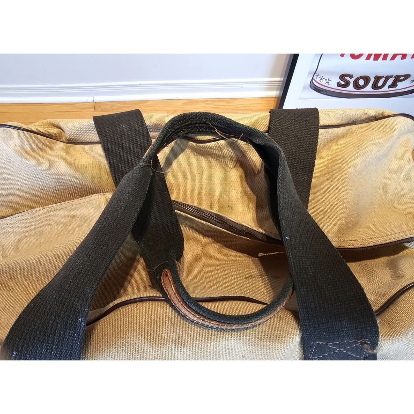 Vintage VINTAGE UNBRANDED CANVAS DUFFLE BAG SZ 24 INCH X 13 INCH X 12 INCH Duffle Men Brown Bag Size ONE SIZE - 5 Thumbnail
