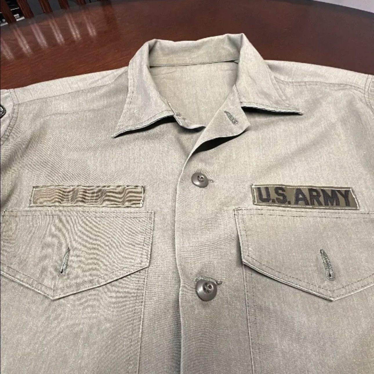 Vintage Vintage 60s 70s Army Military Uniform Shirt Pockets Vietnam Size US XL / EU 56 / 4 - 2 Thumbnail