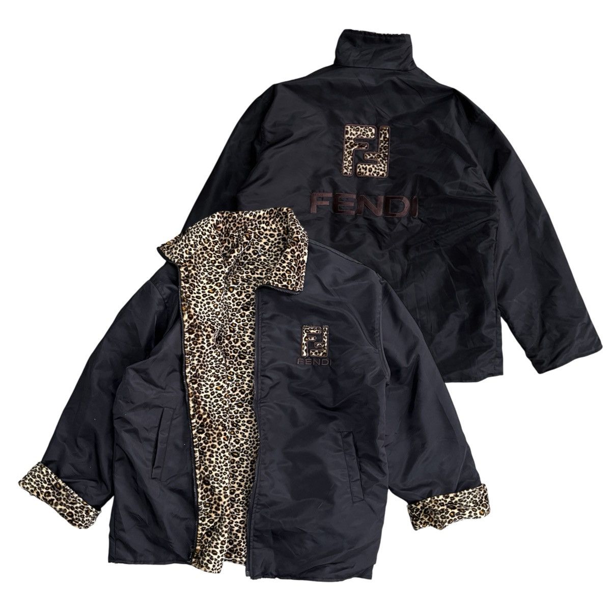 Fendi Fendi Zucca Reversible Leopard Embroidered Logo Jacket Size US L / EU 52-54 / 3 - 1 Thumbnail