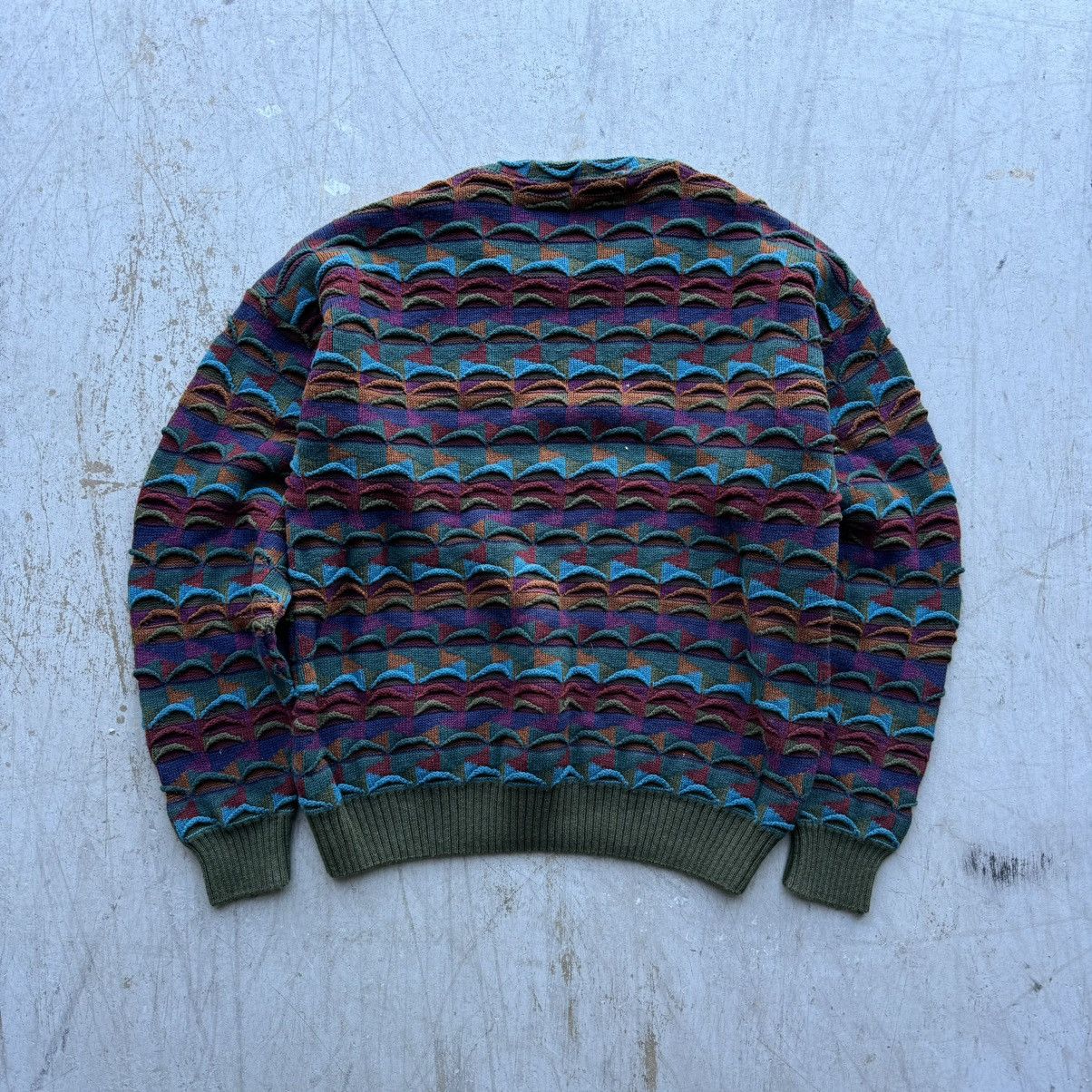 Coogi × Vintage Vintage 90s Coogi Style Knit Green Purple Sweater Sz M Size US M / EU 48-50 / 2 - 3 Thumbnail