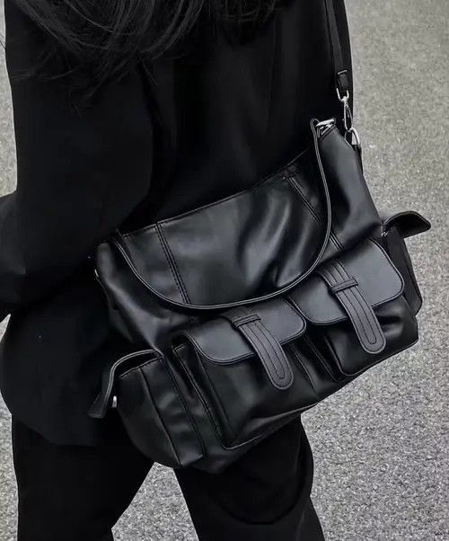 Leather × Vintage Fashion y2k faux leather messenger shoulder bag Size ONE SIZE - 4 Thumbnail