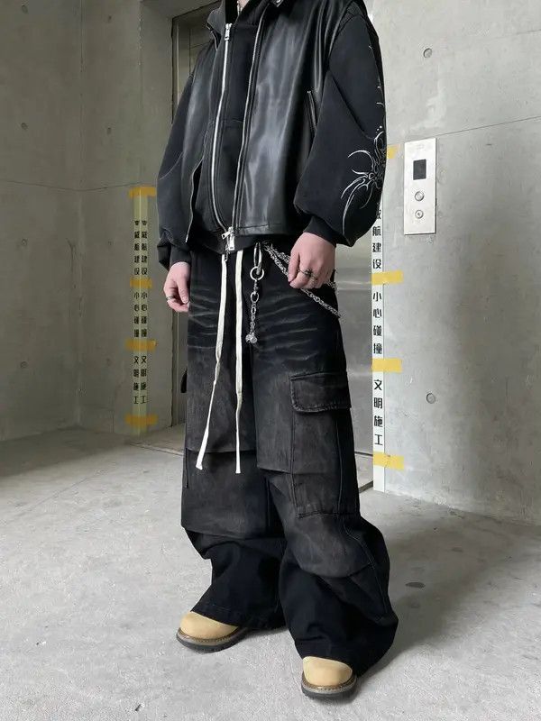 Jean Matsuoka x Fuji Baggy Cargo Wide Leg Multi Pocket Jeans Size US 30 / EU 46 - 8 Thumbnail
