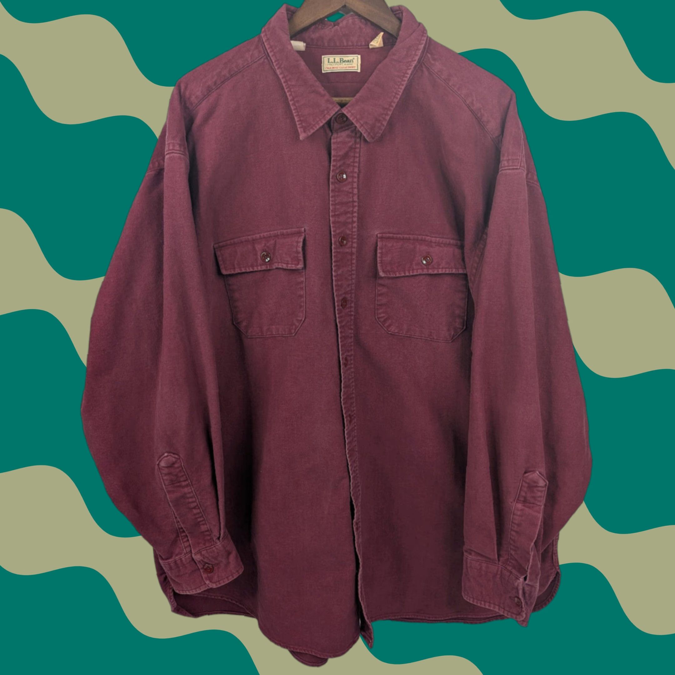 Vintage VTG LL Bean Chamois Cloth Shirt Mens 20 Tall Burgundy Flannel Outdoors USA Made Size US XXL / EU 58 / 5 - 1 Thumbnail