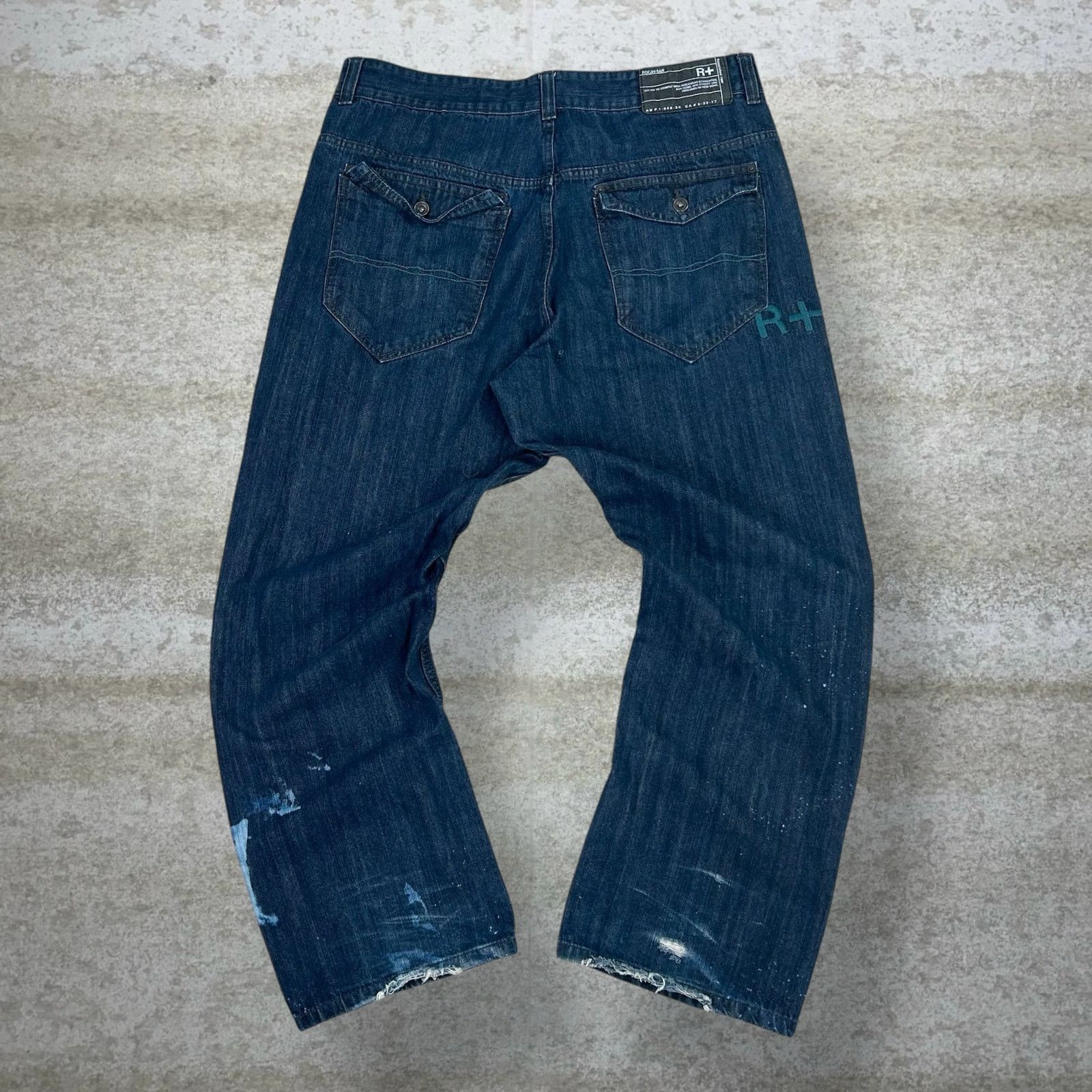 Vintage Y2K Rocawear Skater Jean 38x32 Baggy Navy Blue Wash