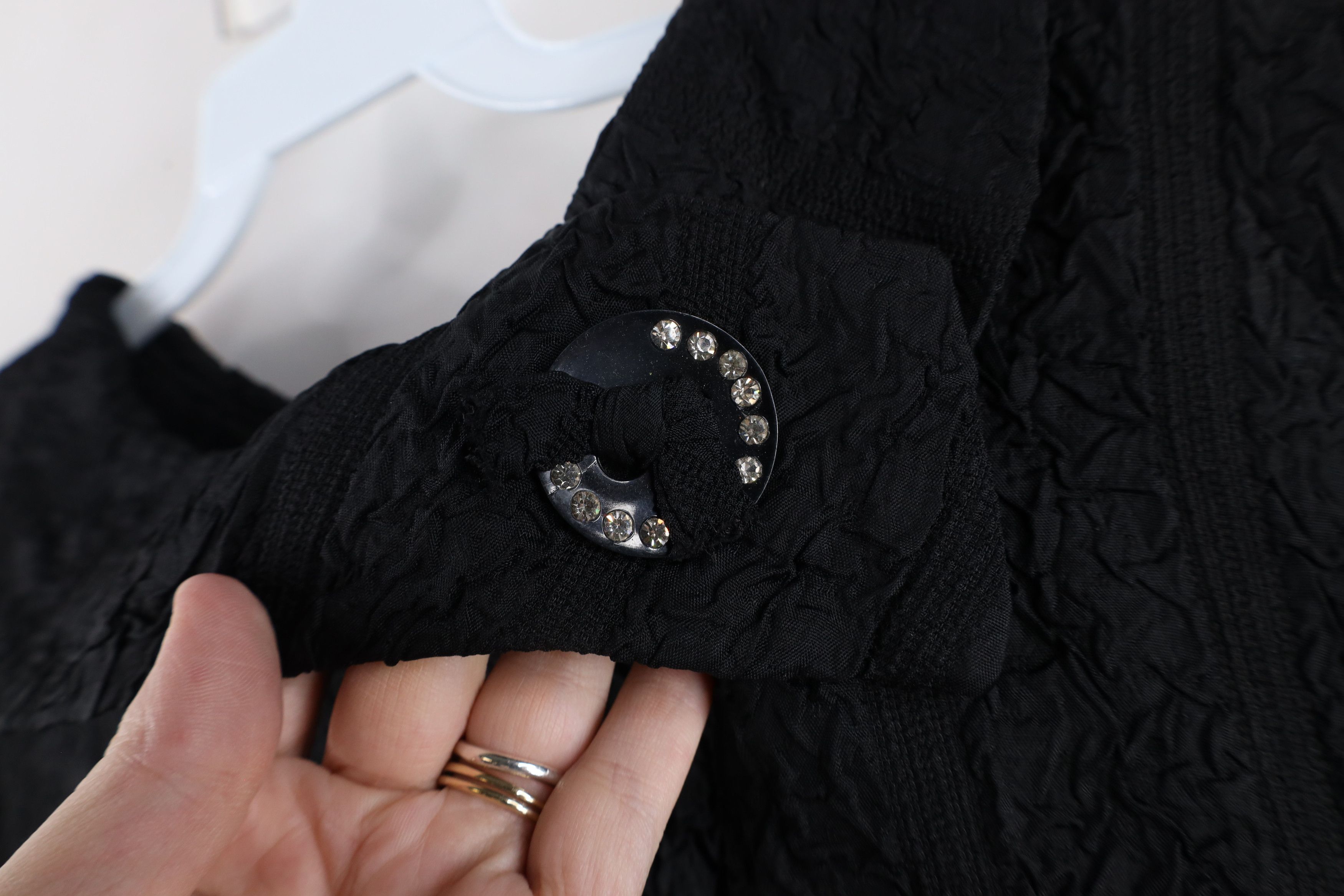 Vintage Vintage 50s 60s Mod Short Sleeve Sheath Dress Black LBD USA Size L / US 10 / IT 46 - 5 Thumbnail