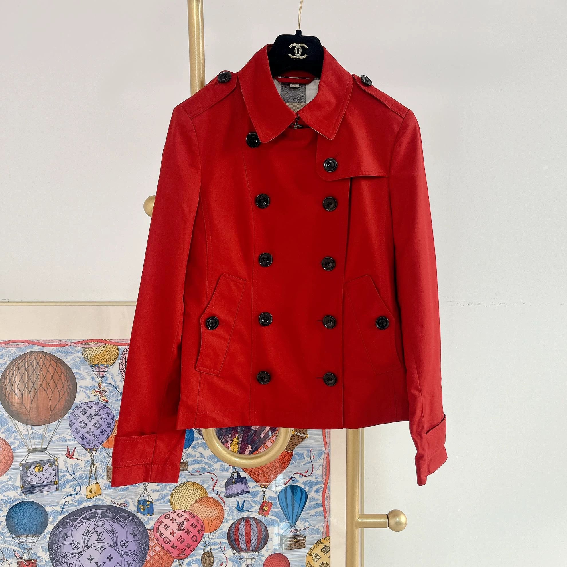 Burberry Red Short Double Breasted Jacket 36 2646