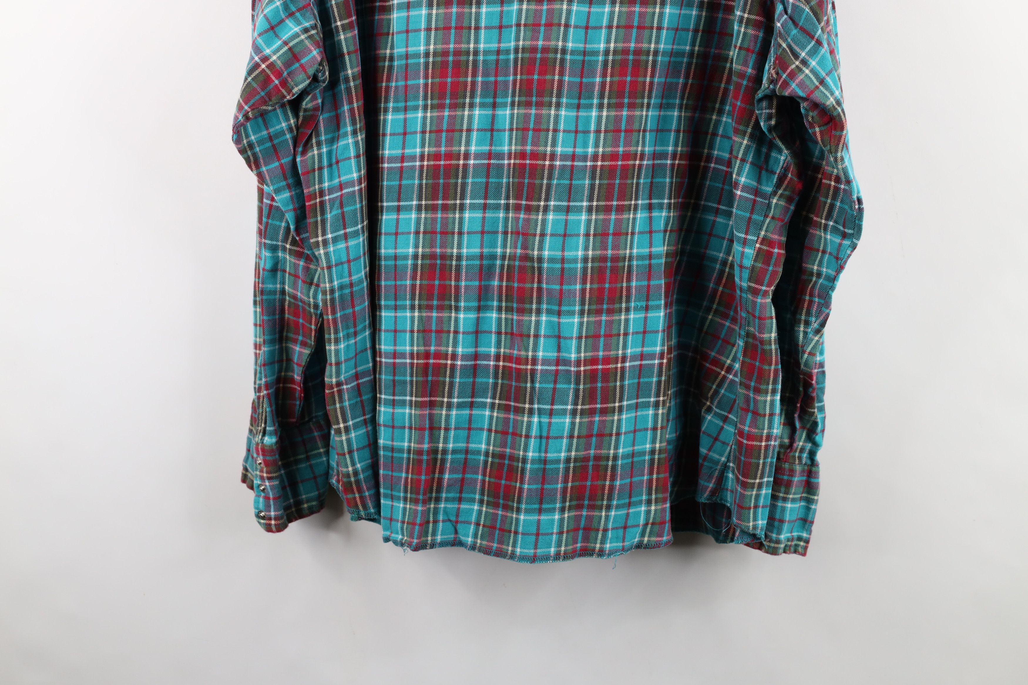 Wrangler Vintage 90s Wrangler Rainbow Plaid Flannel Snap Button Shirt Size US XL / EU 56 / 4 - 13 Thumbnail