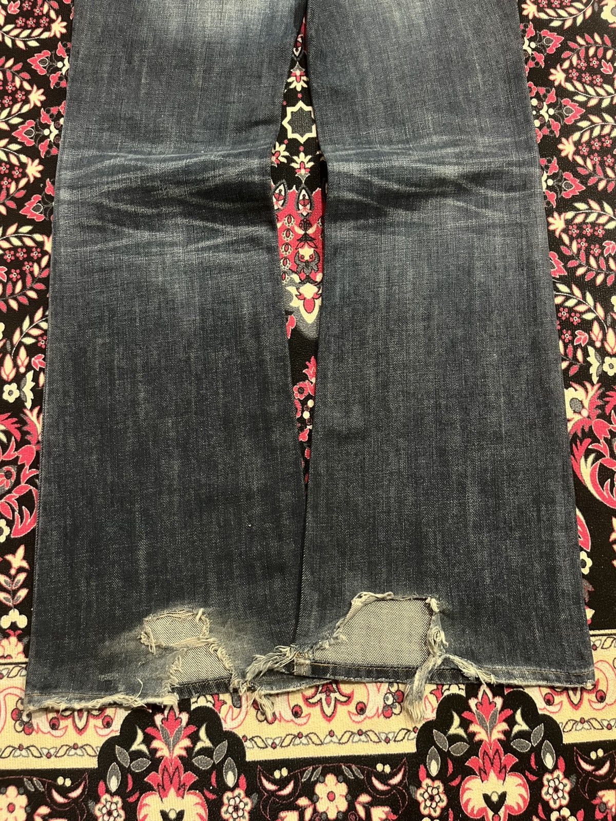 If Six Was Nine × Japanese Brand × Le Grande Bleu (L.G.B.) ⚡️Wide Leg⚡️Vintage Japanese Brand Egoist Frayed Leg Blue Jean Size 26" / US 2 / IT 38 - 12 Thumbnail