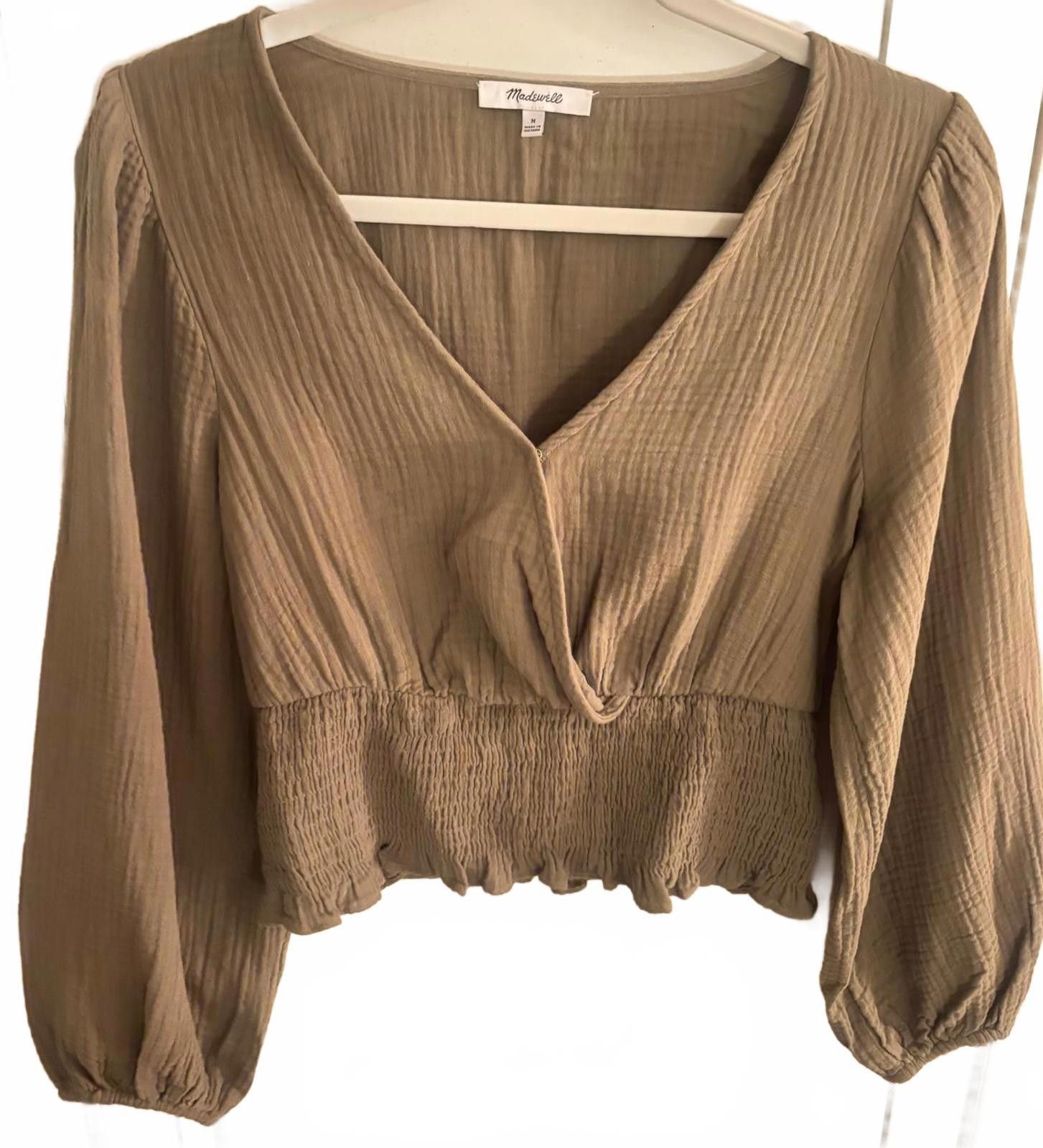 Madewell Madewell Brown Smocked Waist Blouse Size M / US 6-8 / IT 42-44 - 2 Thumbnail