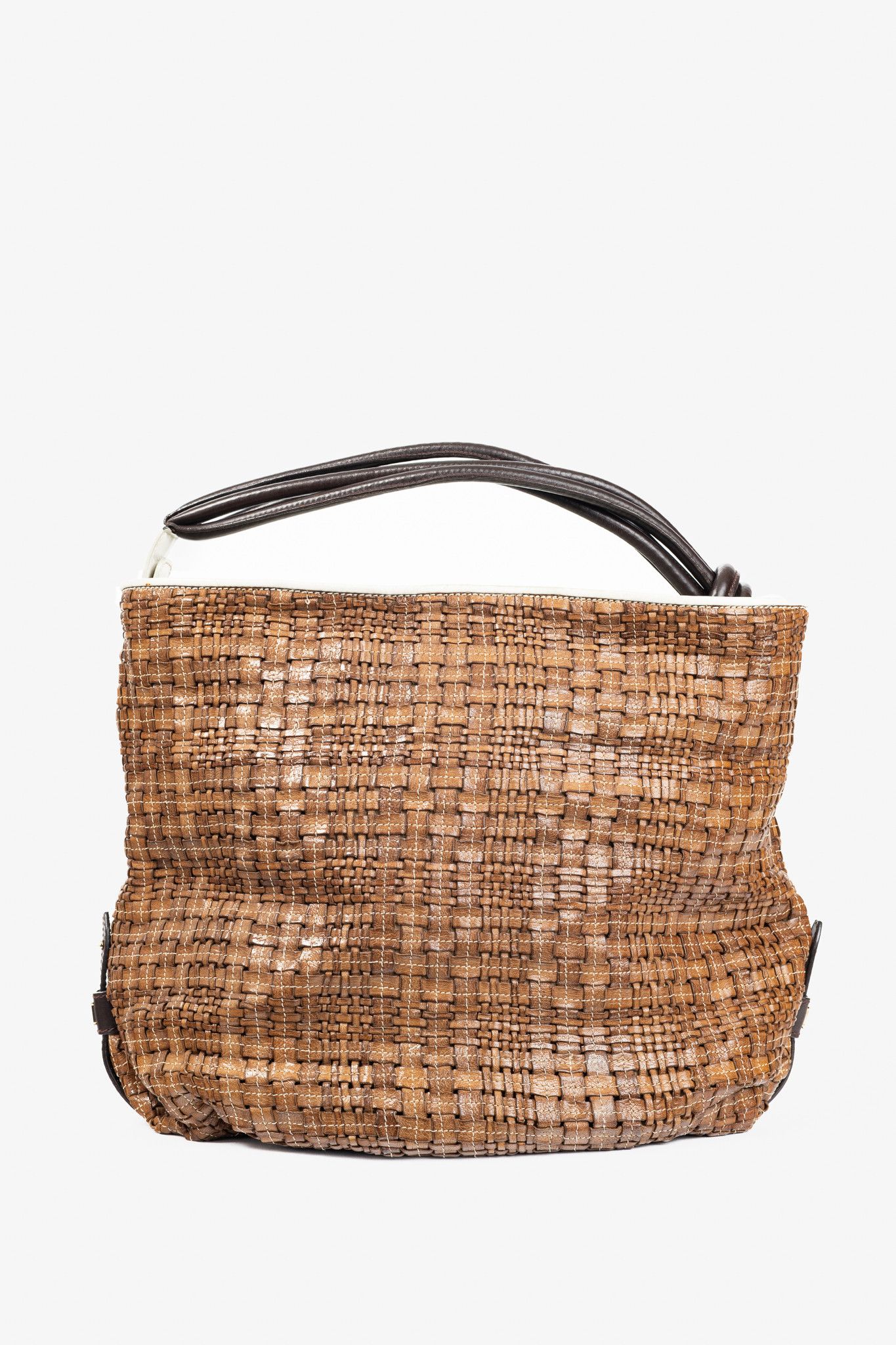 Escada Escada SS/14 Brown Woven-Leather Hobo Size ONE SIZE - 4 Thumbnail
