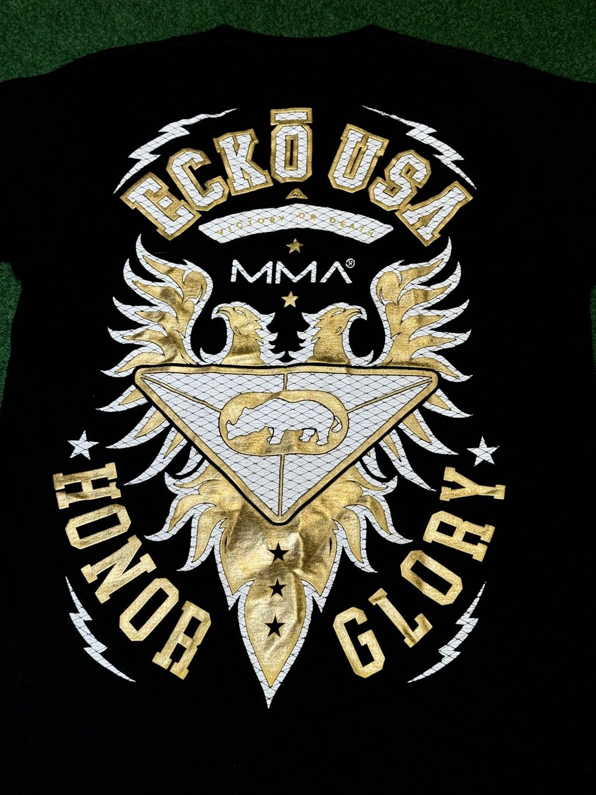 Ecko Unltd. Y2K MMA Ecko USA Slim Black Gold Mens Medium Tall T Shirt Size US M / EU 48-50 / 2 - 5 Thumbnail