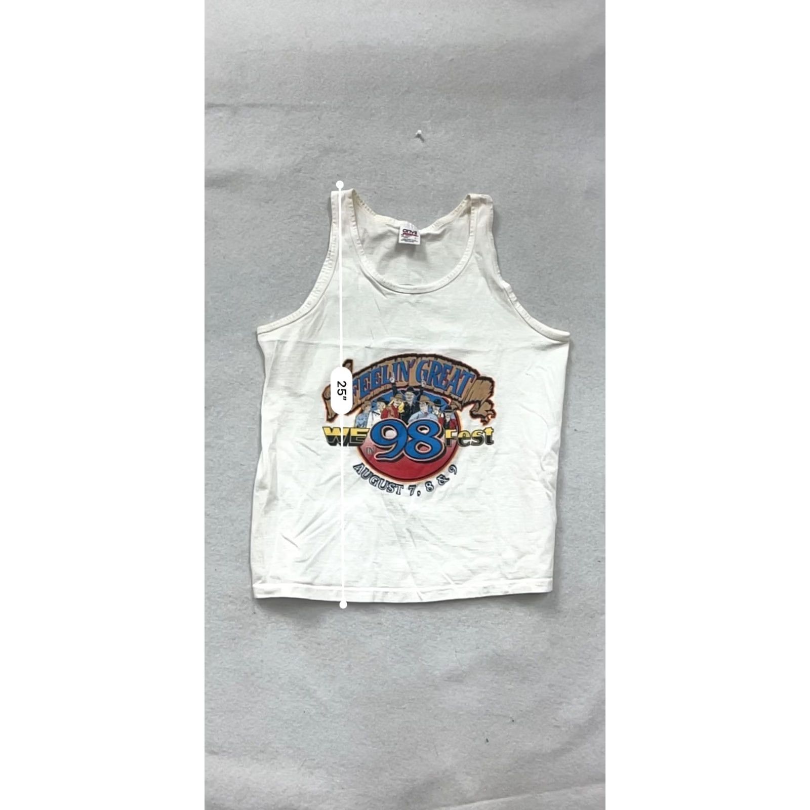Anvil VINTAGE 1998 WF Fest Tank Top Anvil Mens L White Feelin Great #8876 Size US L / EU 52-54 / 3 - 7 Thumbnail