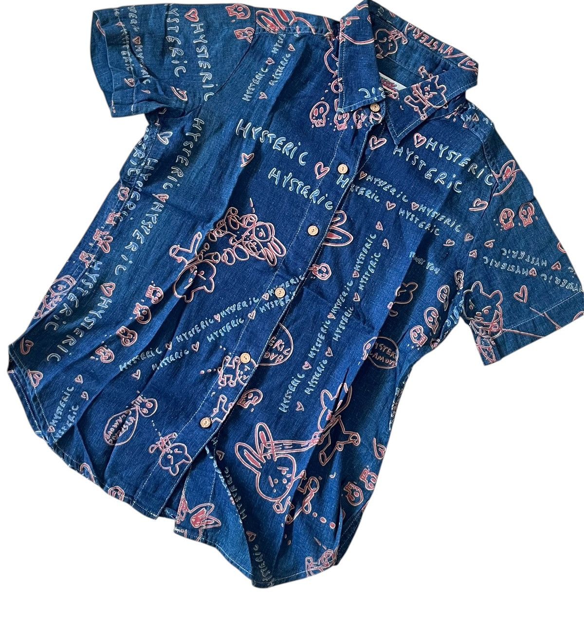 Hysteric Glamour TAX FREE 🇺🇸 hysteric glamour bunny graphic indigo shirt Size US S / EU 44-46 / 1 - 2 Thumbnail