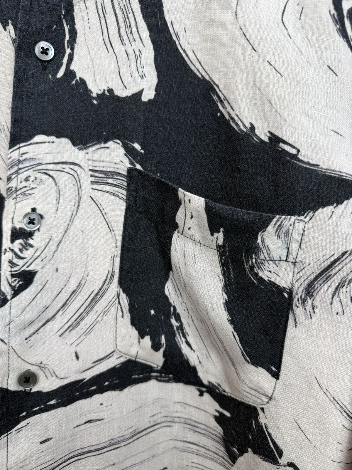 L'Homme Rouge L’Homme Rouge Linen Shirt Abstract Print Black Beige Size L Size US L / EU 52-54 / 3 - 5 Thumbnail