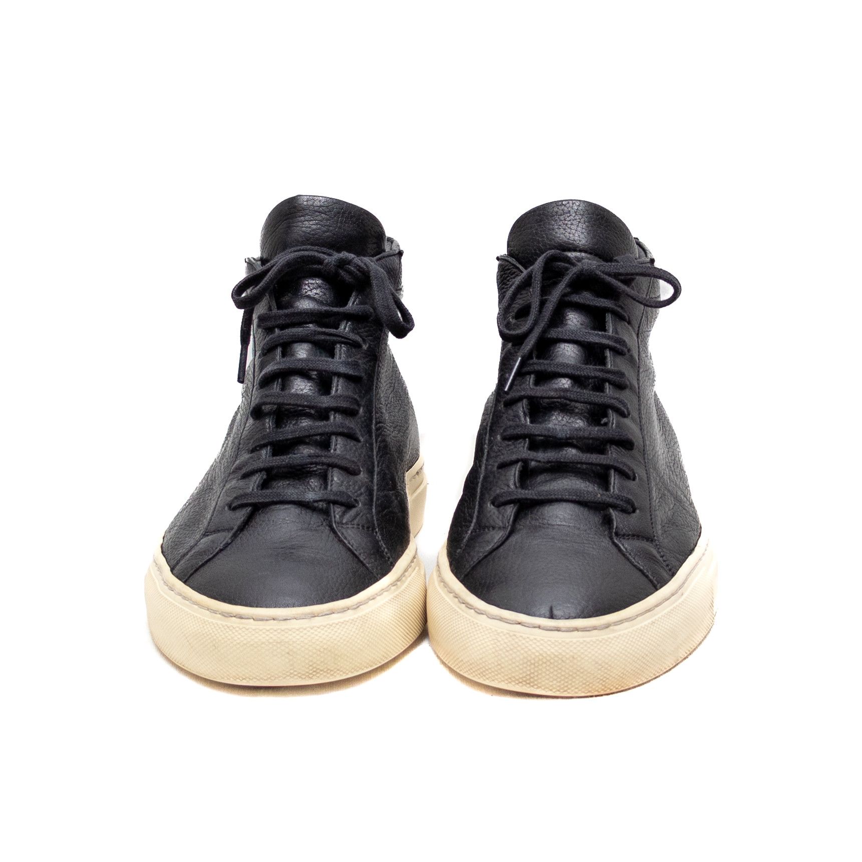 Common Projects Common Projects Black Leather Achilles Mid Top Sneakers 43 Size US 10 / EU 43 - 4 Thumbnail