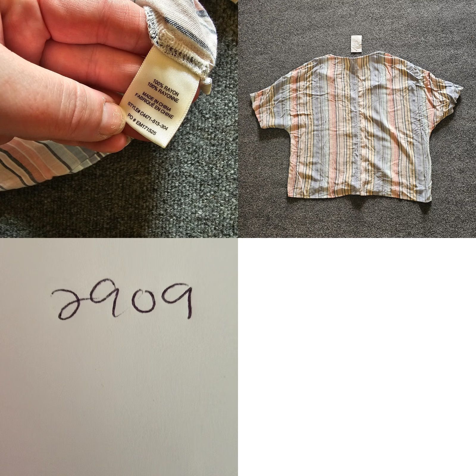 CLOT Cloth & Stone Top Shirt Womens Large Blue Striped Short Sleeve Button Up Casual Sleeve V-Neck Printed Pattern Size L / US 10 / IT 46 - 8 Thumbnail