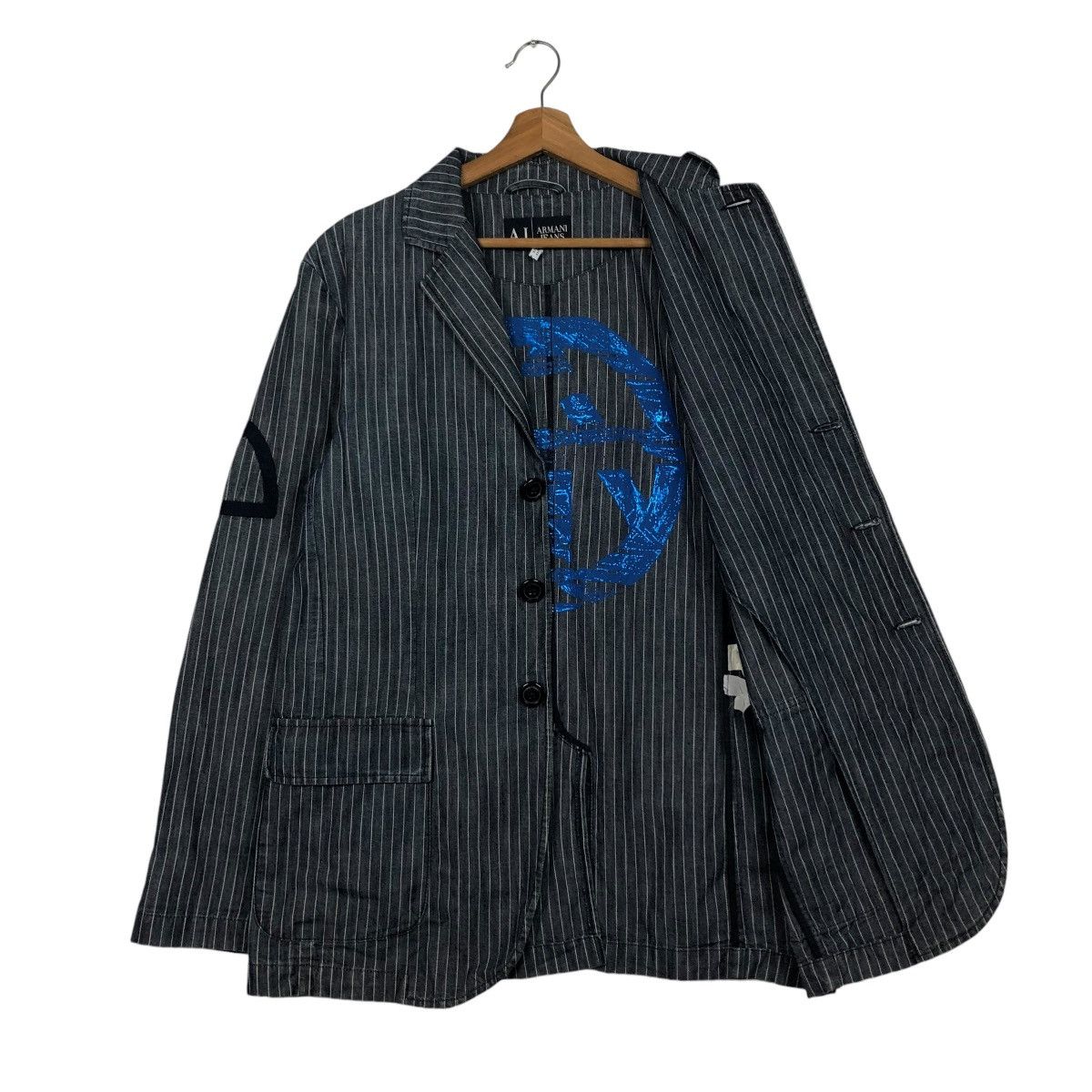 Vintage 🔥VINTAGE HICKORY CHORE WORKER JACKET ARMANI JEANS INDIGO Size US M / EU 48-50 / 2 - 13 Thumbnail