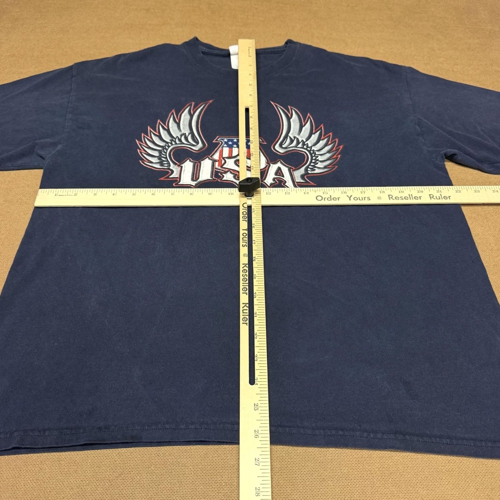 Hanes Hanes Shirt Mens XL Blue USA Eagle Flag Heavyweight Patriotic Graphic T-Shirt Size US XL / EU 56 / 4 - 7 Thumbnail