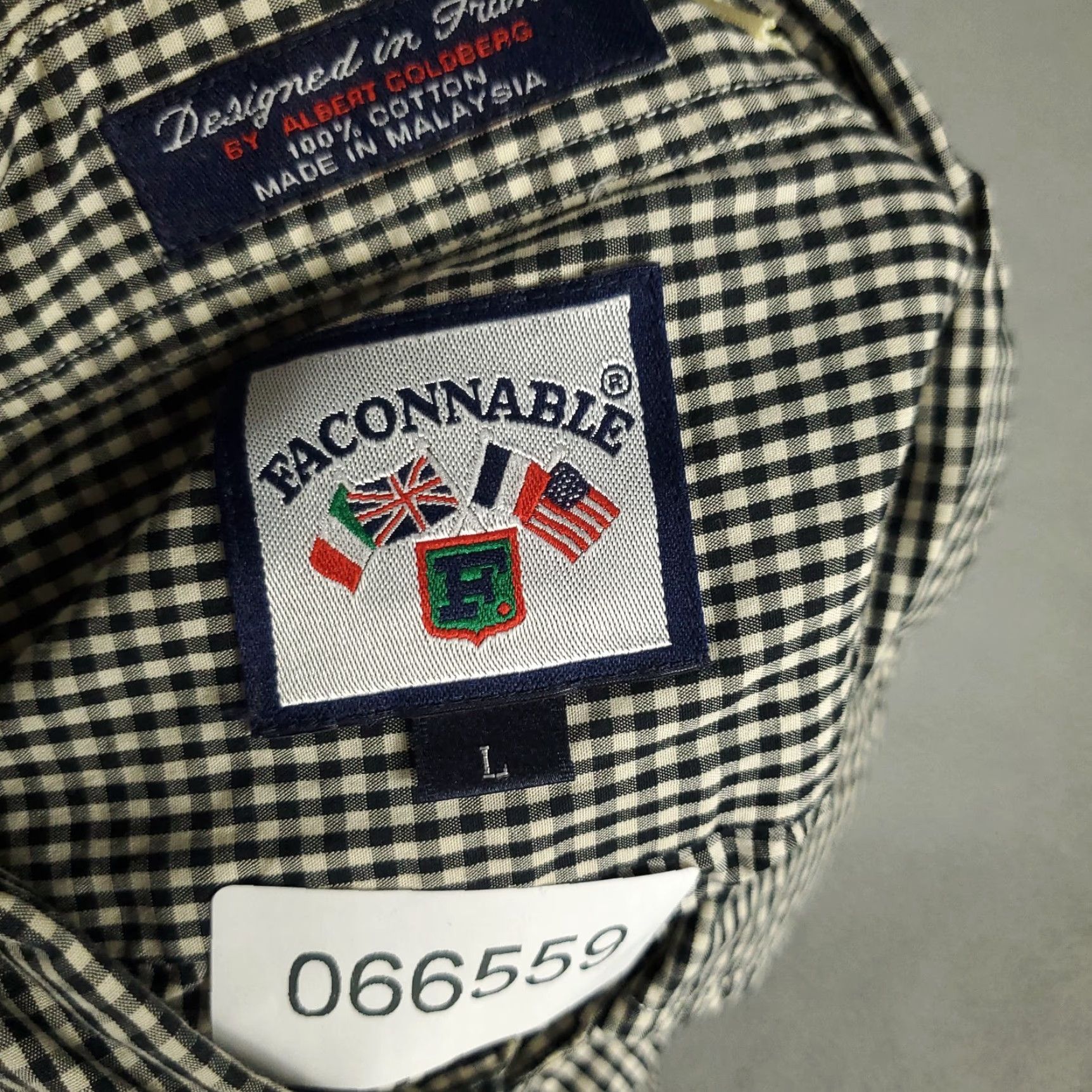 Faconnable Façonnable Shirt Mens Large Beige Black Check Casual Button Up Long Sleeve Size US L / EU 52-54 / 3 - 7 Thumbnail