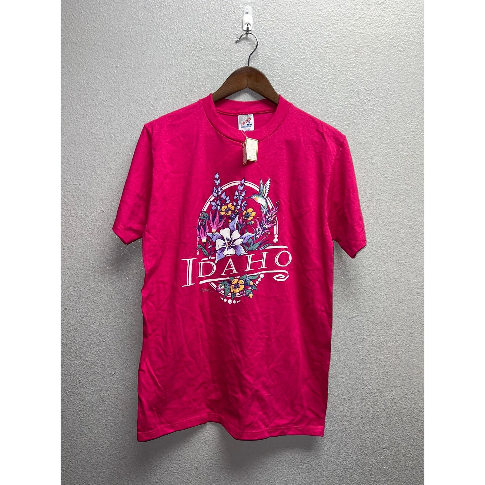 Jerzees Vintage Idaho Shirt Hummingbird Garden Flower Pink Tee 90s M Size US M / EU 48-50 / 2 - 1 Thumbnail